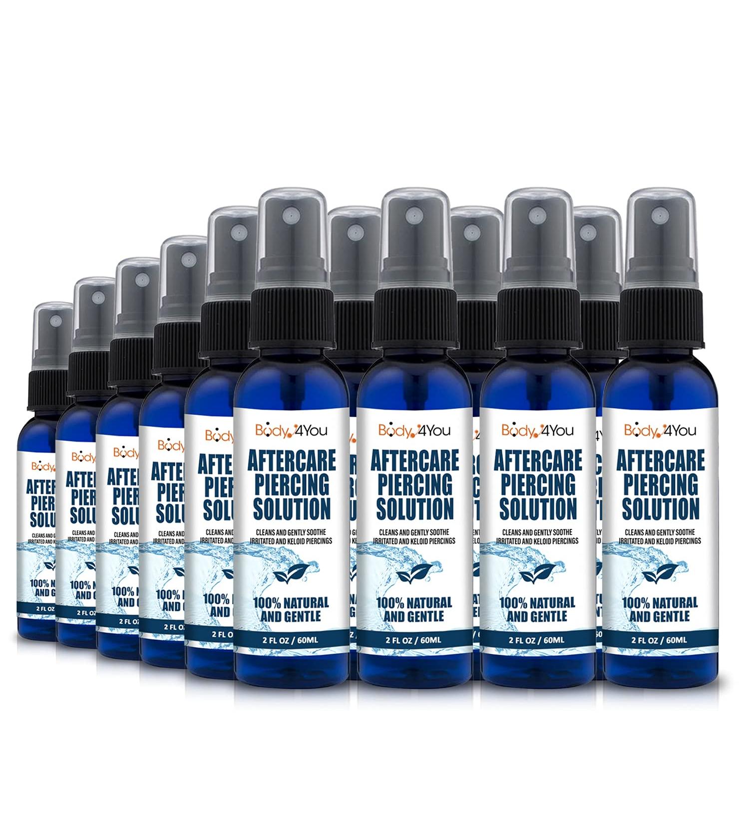 BodyJ4You Piercing Aftercare Saline Cleanser Spray - Case of 24x60ml | Natural Care Treatment Solution with Tea Tree, Aloe, and Sea Salt - Buy Online on SooperMarket.com