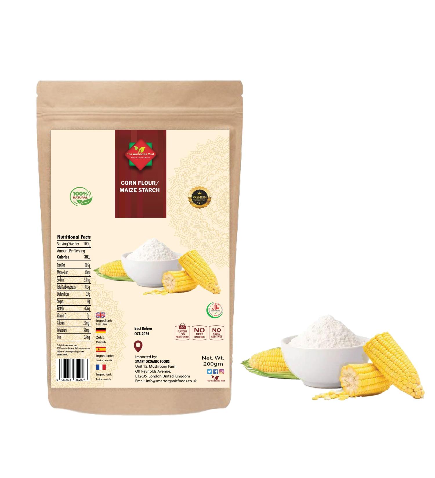 Corn Starch (200g / 7.05 oz) | Maize Starch | Best for Gravy sauce thickener | Non GMO | Vegan | No Preservatives Added | Supplied in Reusable Zip Sealed Pacakging - Buy Online on SooperMarket.com