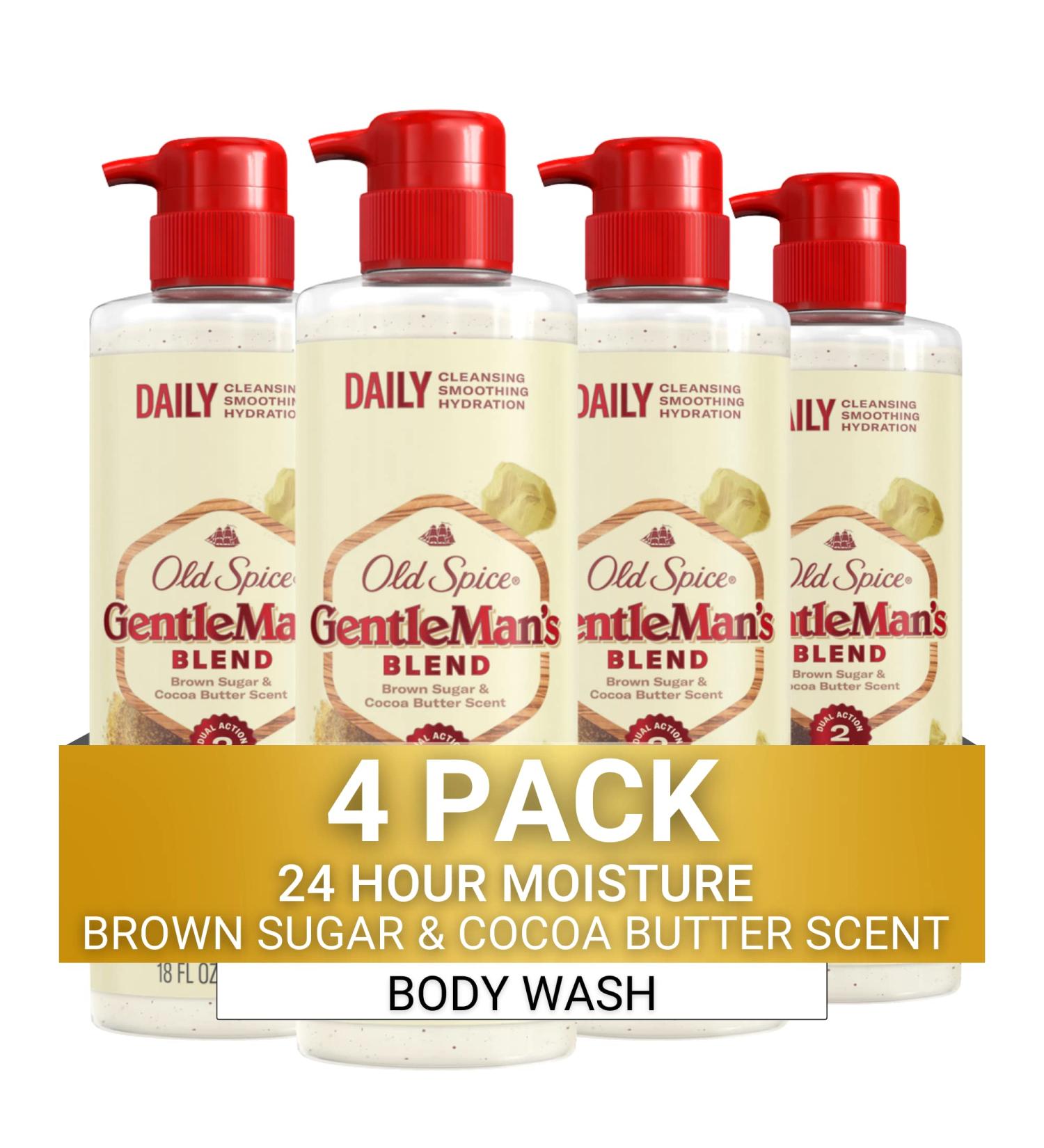Old Spice Gentleman's Blend Exfoliating Body Wash - Brown Sugar & Cocoa Butter 18 oz (Pack of 4) - Buy Online on SooperMarket.com