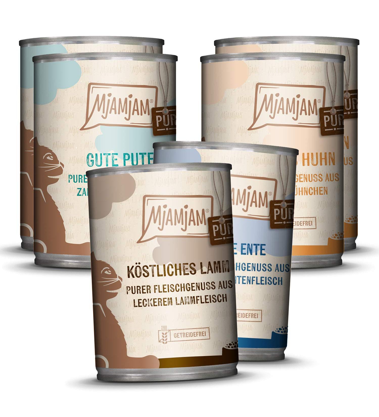Mjamjam Premium Wet Cat Food - Mix Package V (6 x 400g) - Grain Free Extra Meat - 6-Pack for Pure Meat Enjoyment - Buy Online on SooperMarket.com