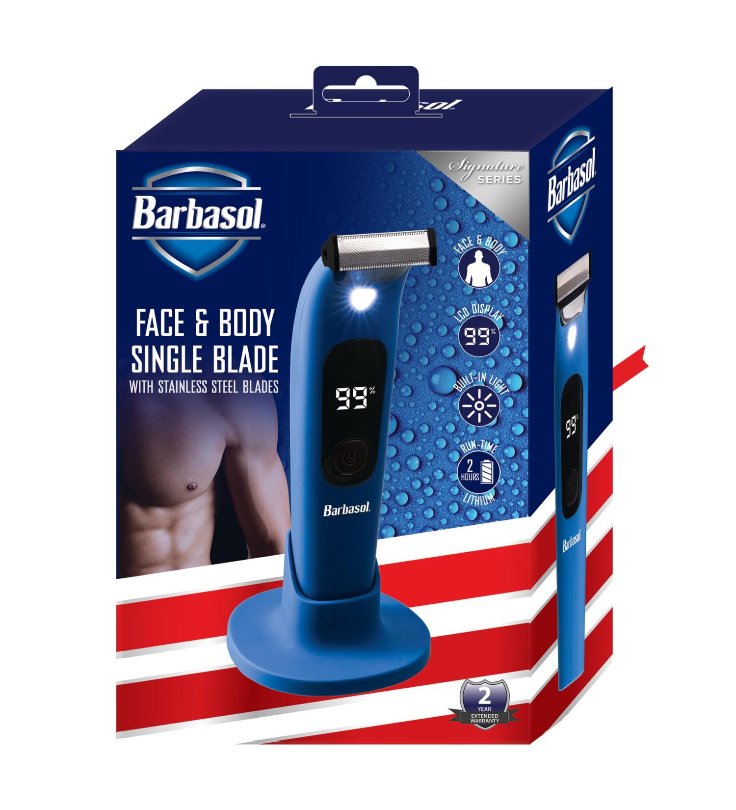 Barbasol Hybrid Face & Body Shaver - Rechargeable Wet/Dry 2 Hour Run Time LED Screen Stainless Steel - Buy Online on SooperMarket.com