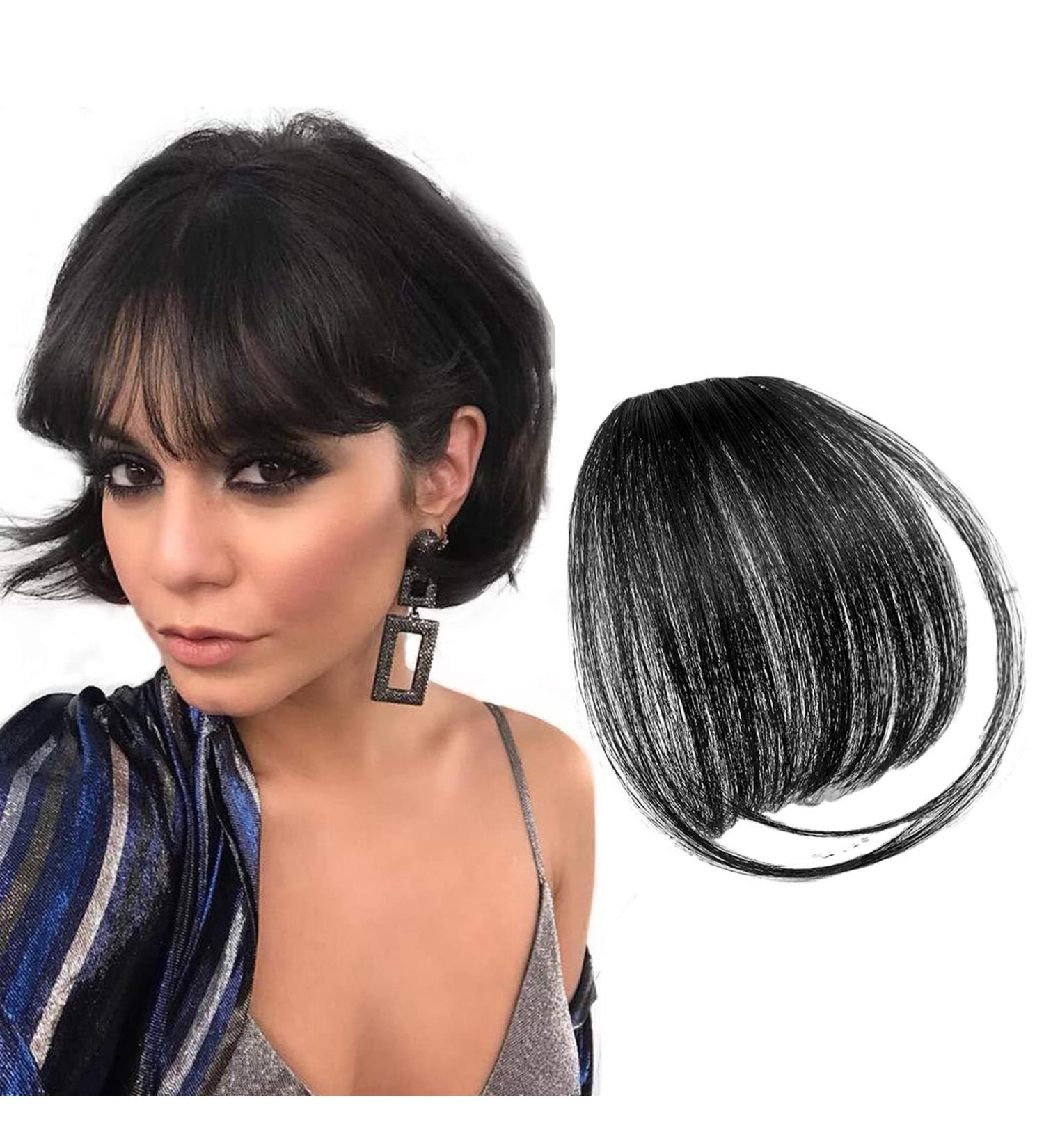 Clip in Bangs Real Human Hair Thin Bangs Clip on Air Bangs Natural Fashion Fringe Wispy Bangs Hair Extensions for Women(Natural Black) - Buy Online on SooperMarket.com