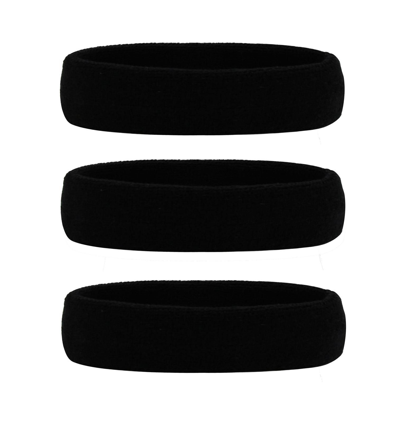 Hanerdun Sport Headbands for Women & Men - 3 Pack Black Forehead Sweatbands for Running Cycling Jogging Tennis & Football - Buy Online on SooperMarket.com