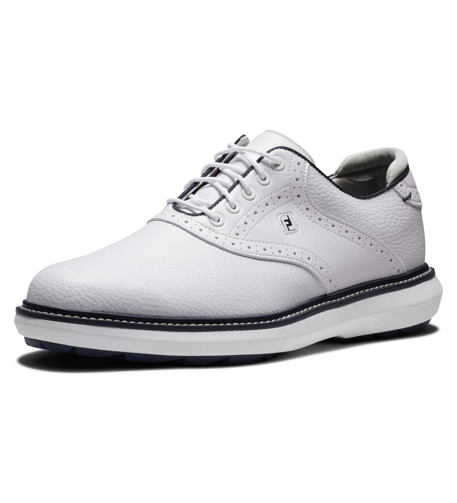 FootJoy Men's Fj Traditions Spikeless Golf Shoe - 44 EU Wide - White/Navy - Best for Comfort & Performance - Buy Online on SooperMarket.com