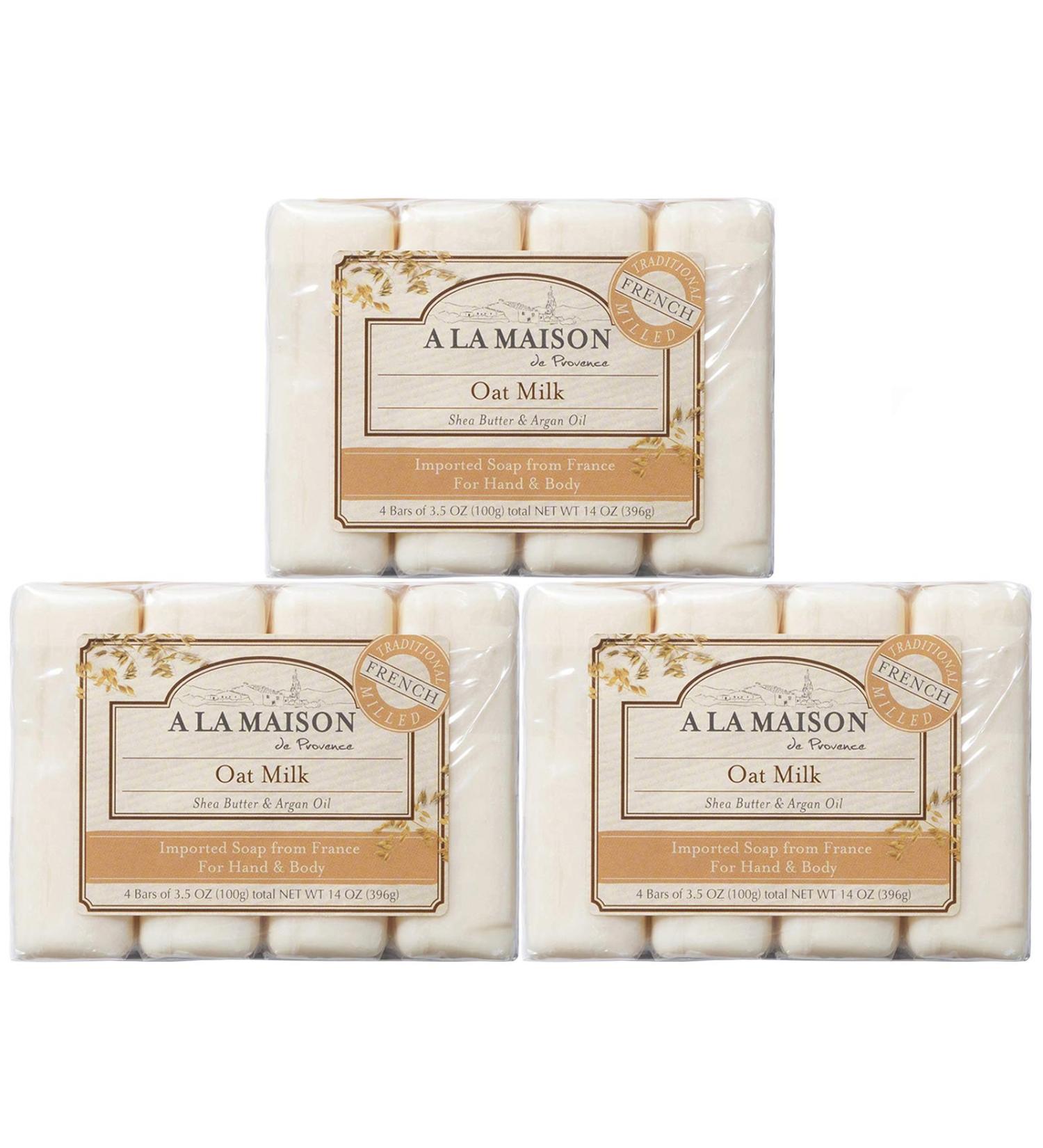 A La Maison Oat Milk Bar Soap 3.5 oz - 12 Bars Triple French Milled Natural Soap - Hydrating Moisturizing for Face, Body, Men & Women - 3 Pack - Buy Online on SooperMarket.com