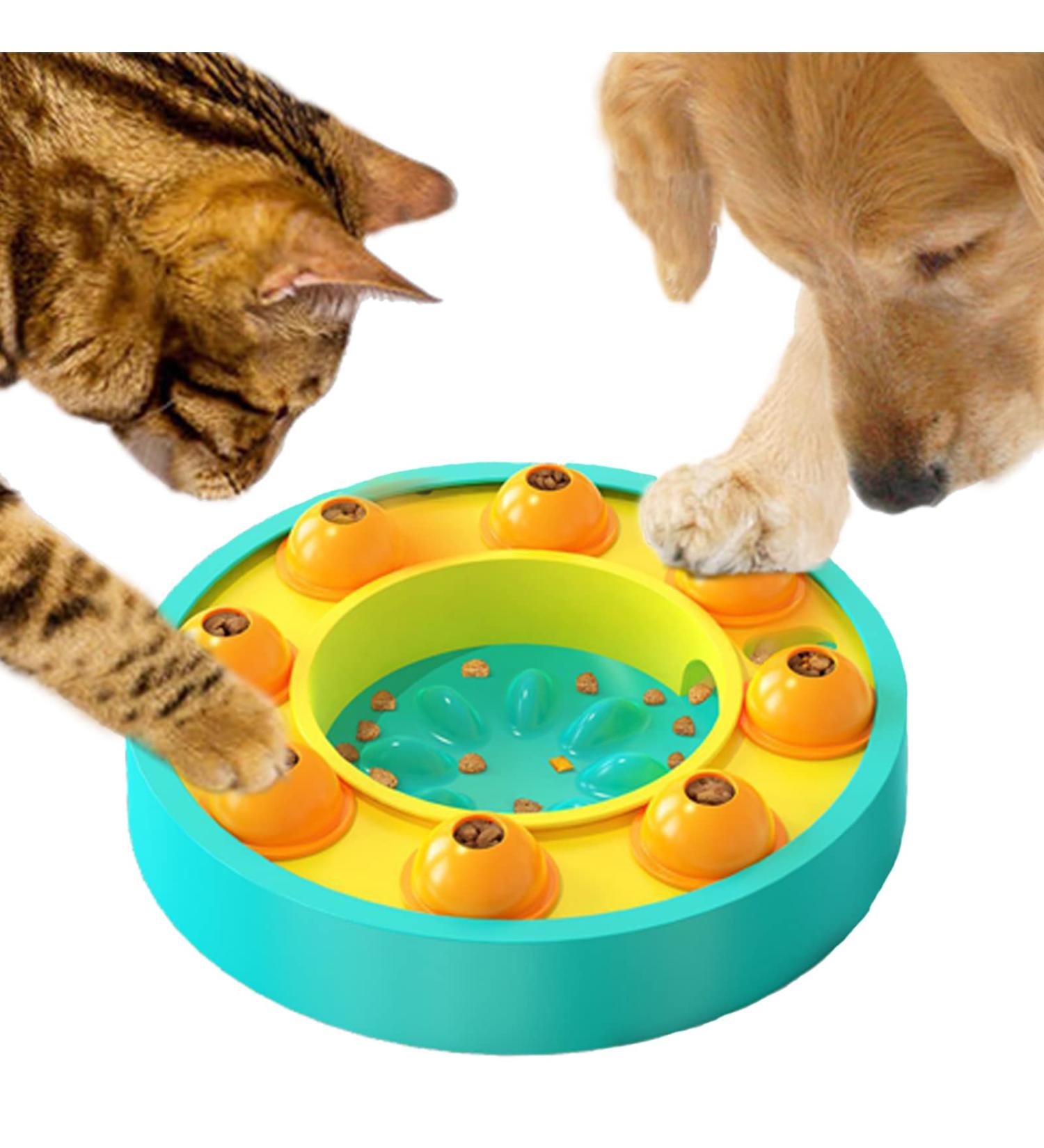 Etechydra Dog Puzzle Slow Feeder Toy for Mental Enrichment & IQ Training - Interactive Treat Dispenser Toy for Dogs & Cats (Yellow-Blue) - Buy Online on SooperMarket.com