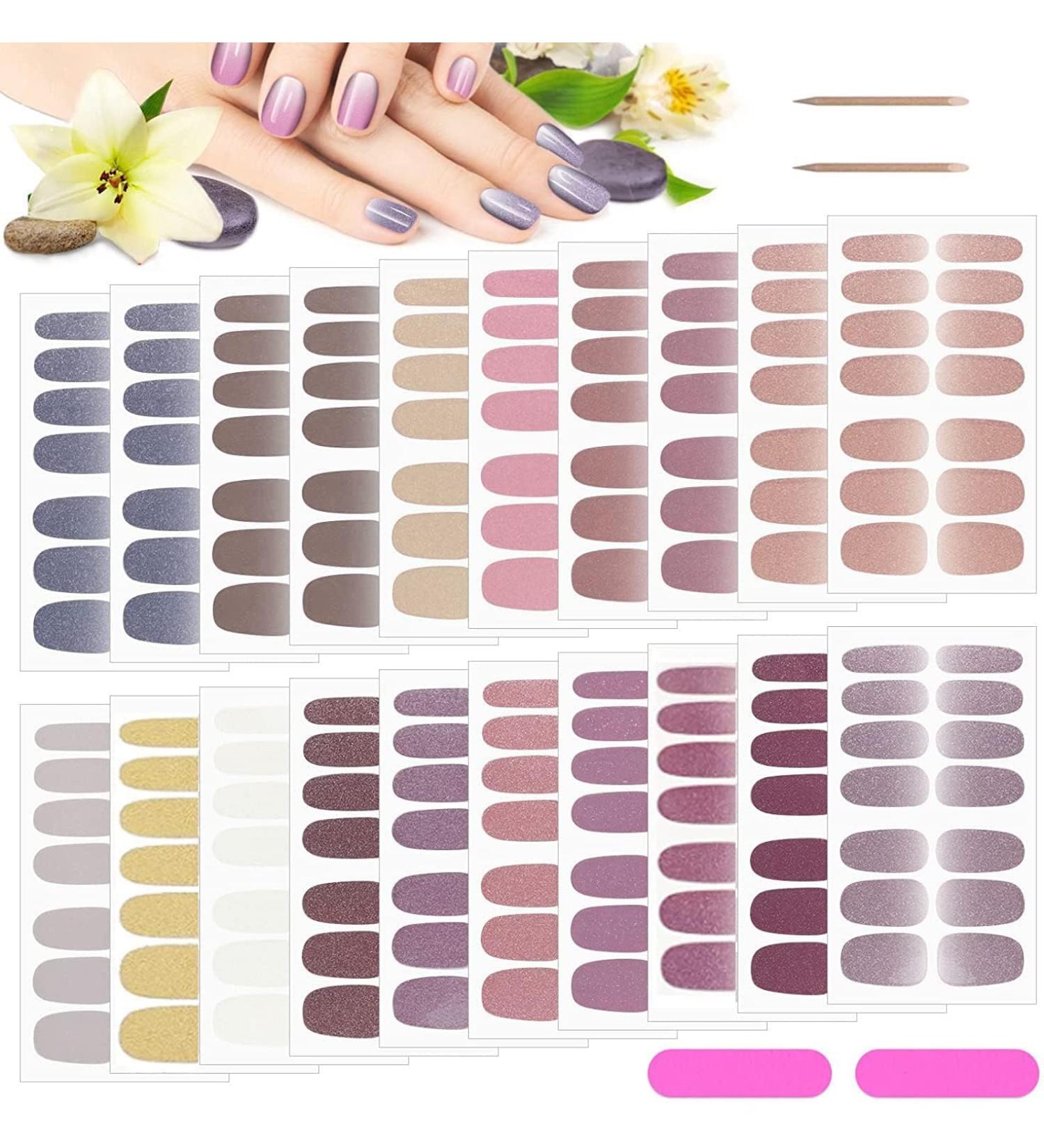 20 Sheets Nail Polish Stickers - Kalolary Full Wraps & Nail Files | Self-Adhesive Gel Nail Strips for Women & Girls - Fast International Shipping - Buy Online on SooperMarket.com