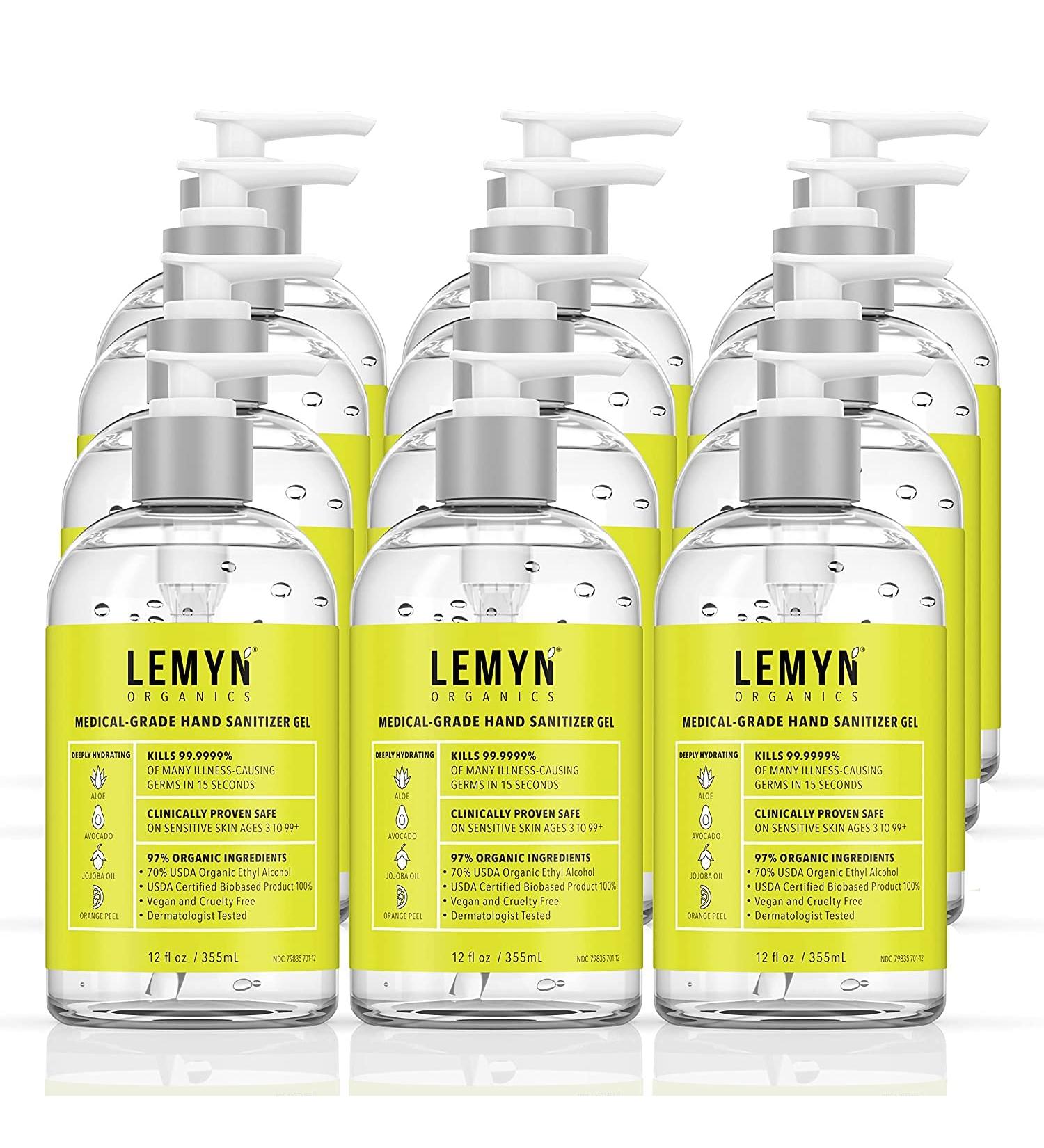 Lemyn Organics Medical Grade Hand Sanitizer Gel - 97% Organic - 12 fl. oz. (Pack of 12) - Buy Online on SooperMarket.com