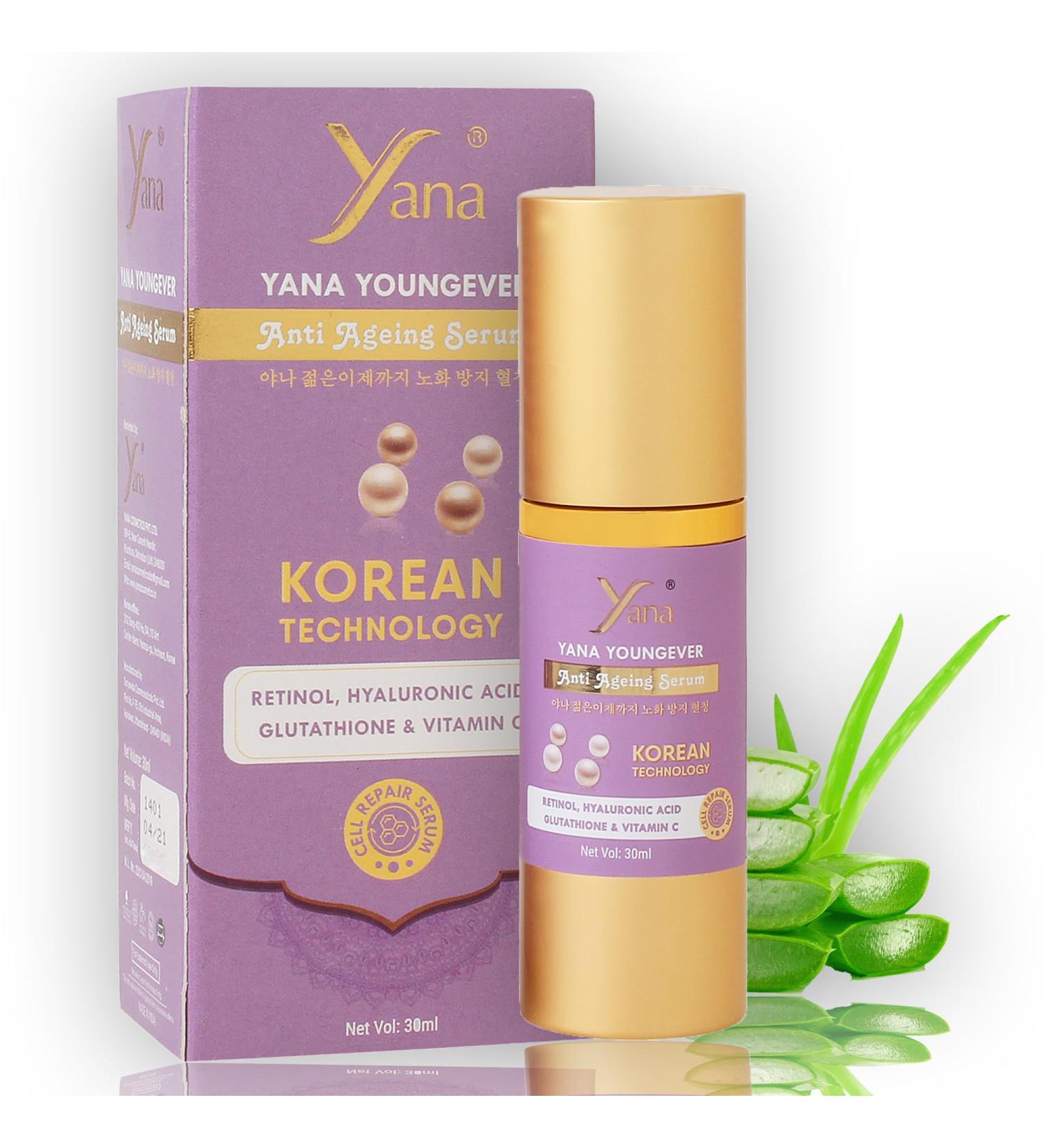 Yana Youngever Anti Aging Face Serum - Vitamin C Retinol Hyaluronic Acid Niacinamide | Resurfacing Pore Refining & Hydrating Skincare | 1.01 Fl Oz - Buy Online on SooperMarket.com