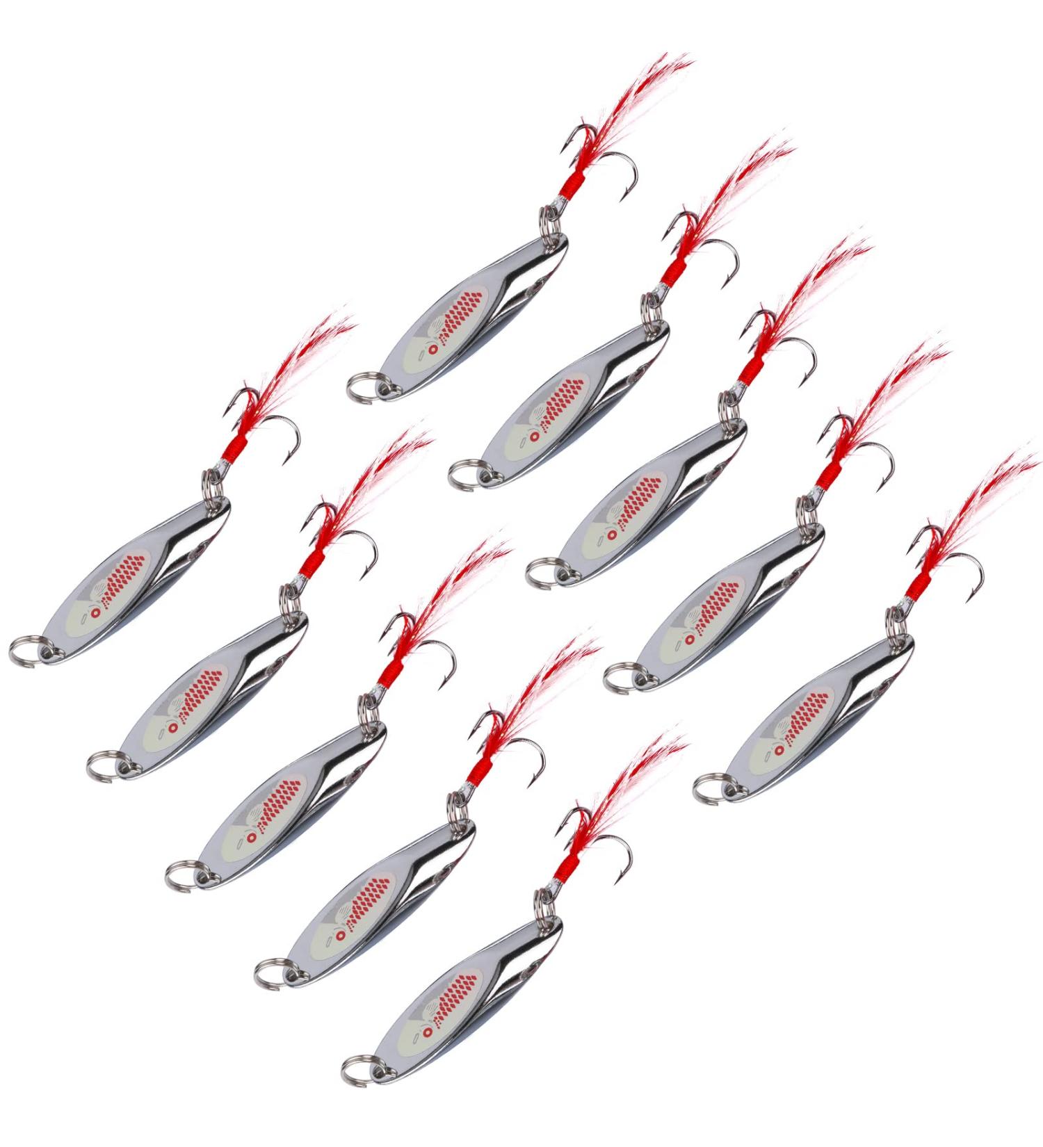 Goture Fishing Spoons Hard Lures for Saltwater Casting, Trout Bass Pike Walleye - Bucktail Spoon Lures 10pcs 1.85/0.35 oz - Buy Online on SooperMarket.com
