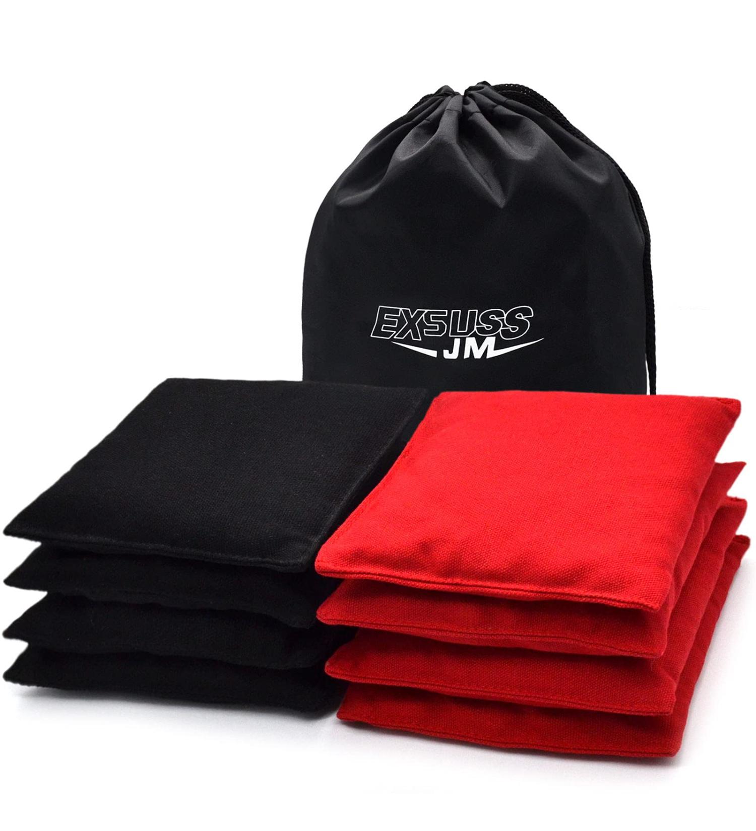JMEXSUSS Weather Resistant Cornhole Bags - Set of 8 Regulation Professional Corn Hole Bags in Black/Red with Tote Bag - Buy Online on SooperMarket.com