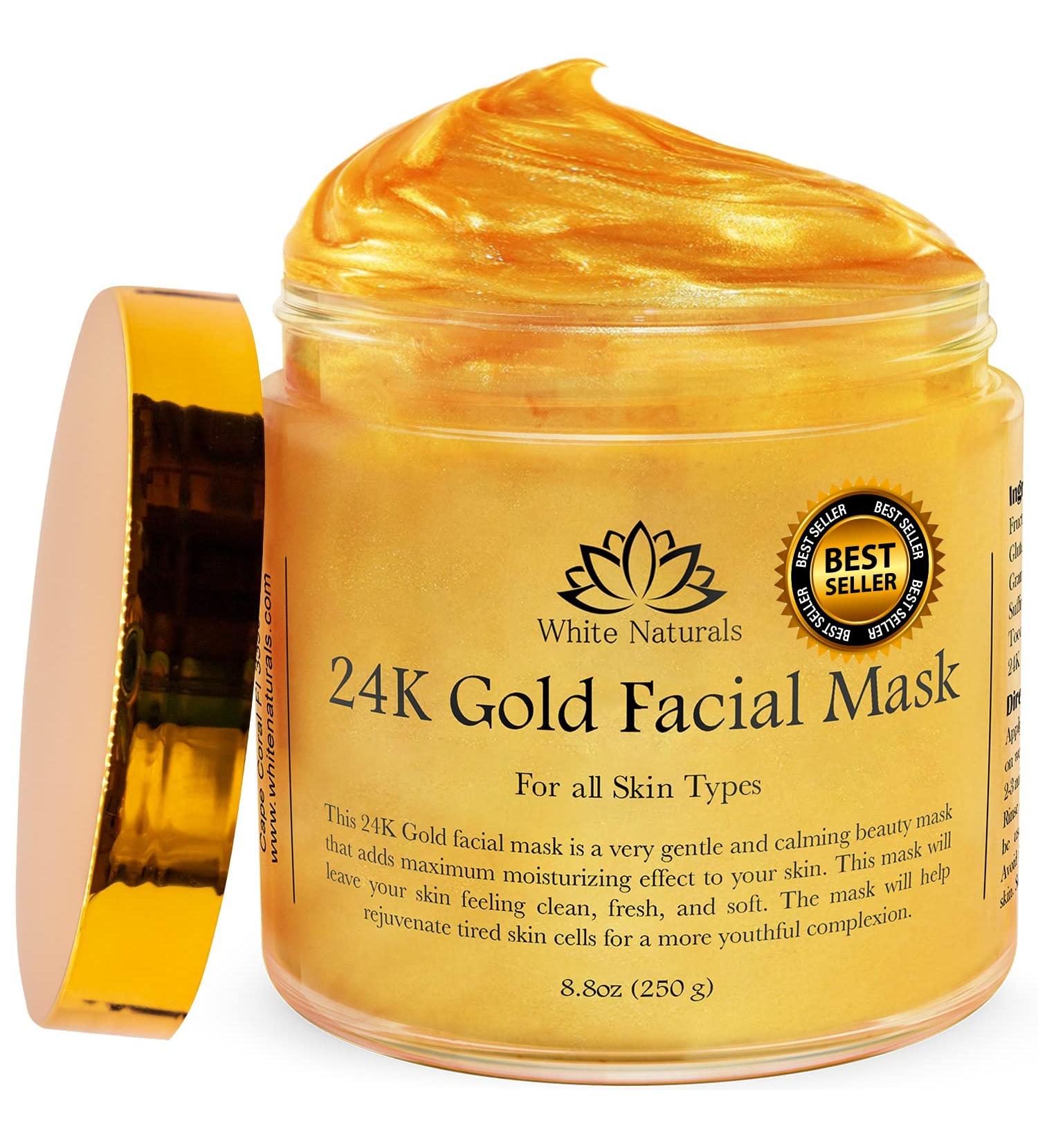 White Naturals 24K Gold Facial Mask - Anti-Aging Face Mask for Flawless Skin, Reduces Wrinkles and Acne Scars, Removes Blackheads and Oils - Buy Online on SooperMarket.com