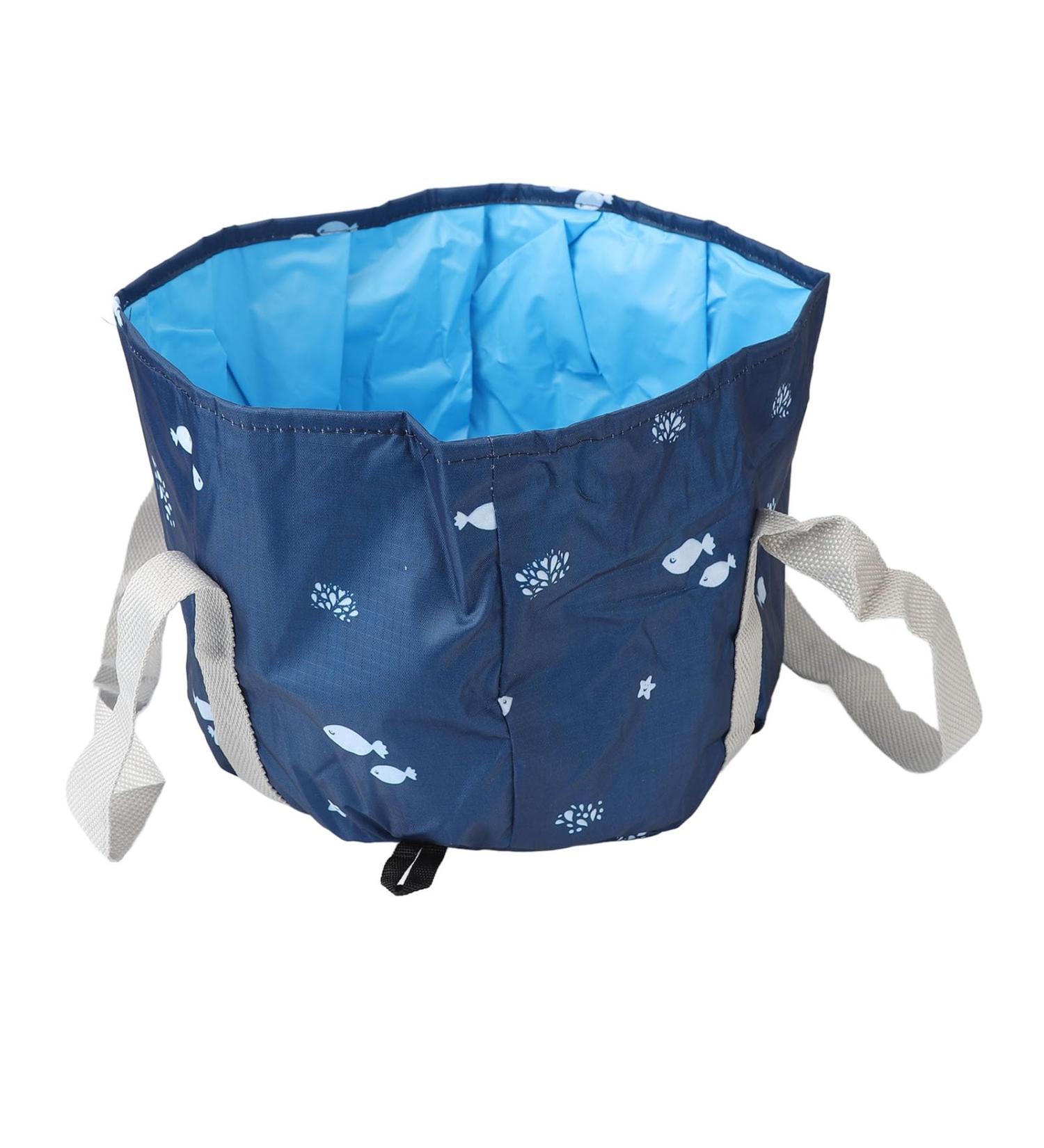 Portable Waterproof Collapsible Foot Bath Tub High Temperature Resistance Multi Purpose with Water Based Printing Sturdy Handle for Travel Picnic Camping (Navy Whale) - Buy Online on SooperMarket.com