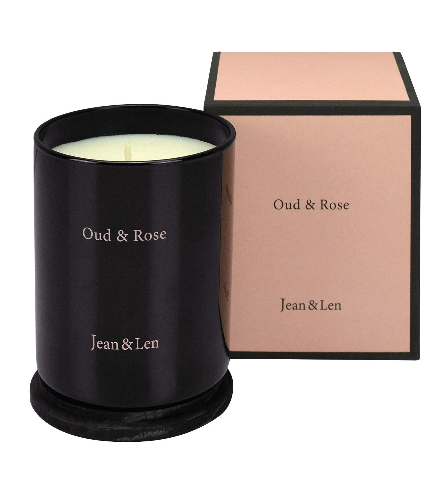 Jean & Len Oud & Rose Fragrance Candle - 230g | Luxurious Aromatherapy Pleasant Resin & Velvety Rose Scent | International Shipping Available - Buy Online on SooperMarket.com