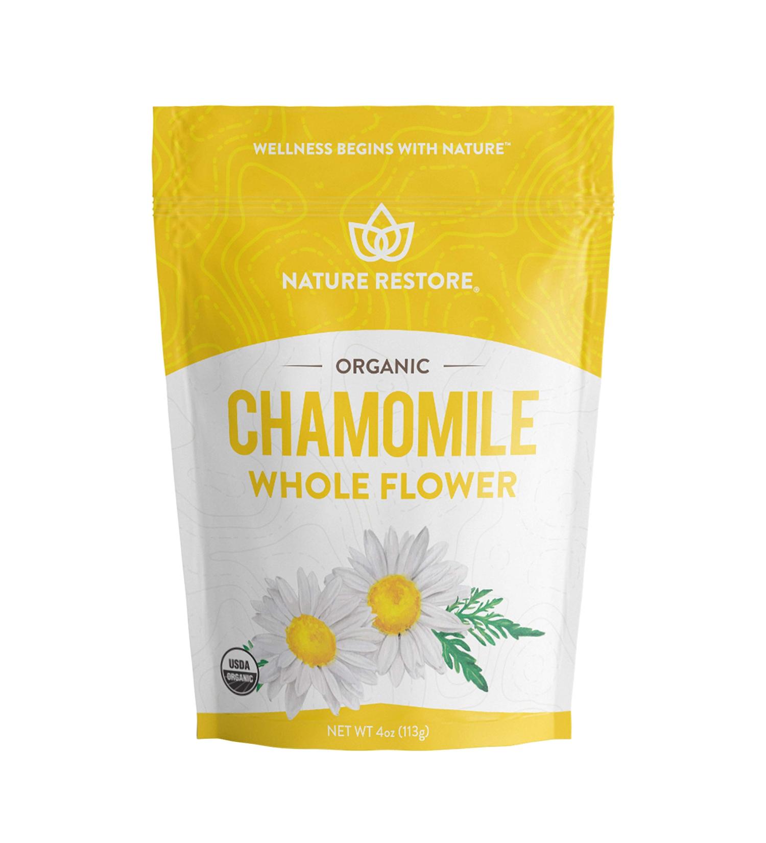 Organic Chamomile Whole Flower Loose Leaf Tea Leaves 4oz - Pure and Natural | Packaging May Vary - Buy Online on SooperMarket.com