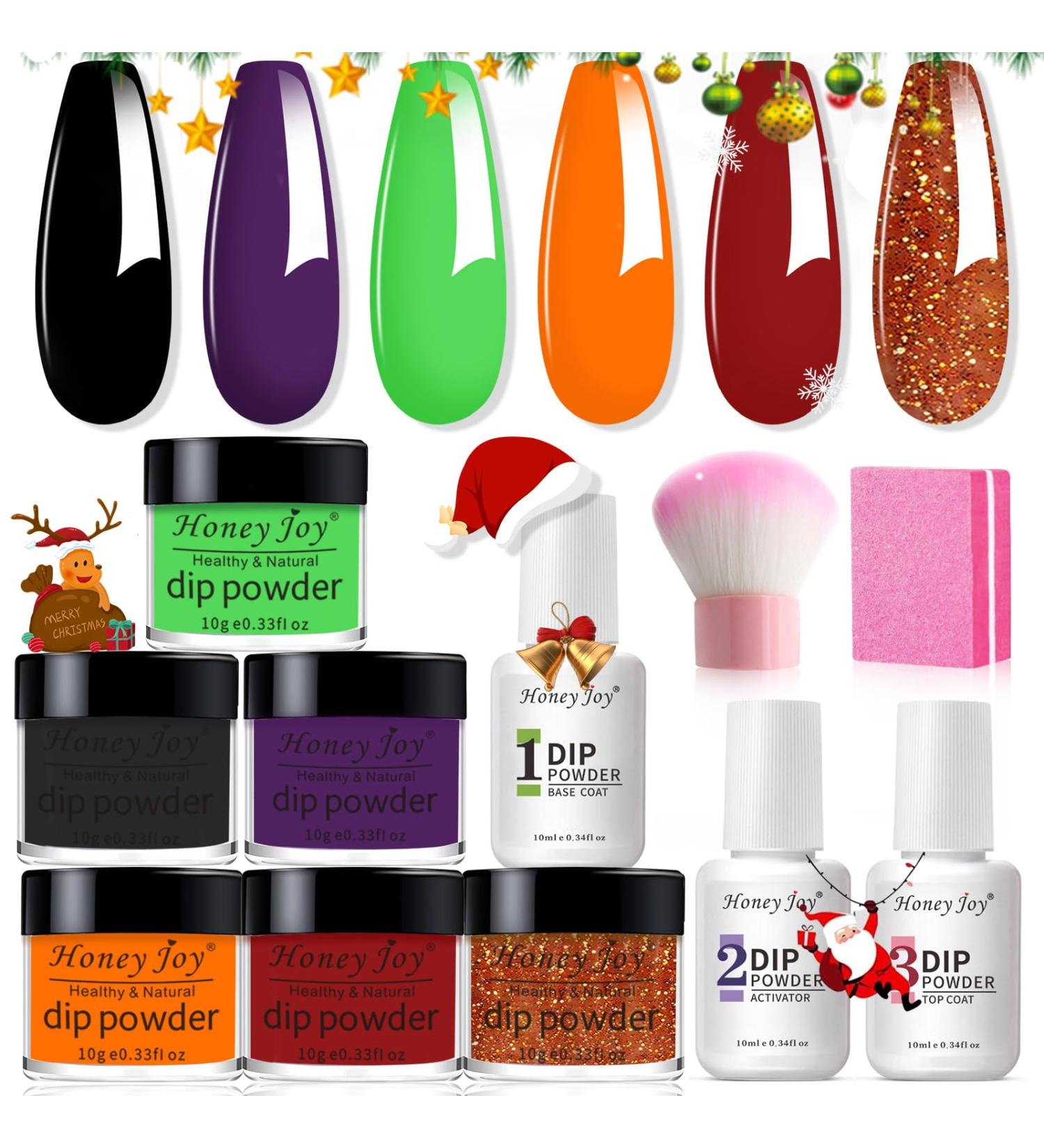 Halloween Dip Powder Nail Kit Starter Set | 6 Colors Orange Black Fine Dipping Powder with Essential Liquid | French Nail Art Manicure | No LED Nail Lamp Needed - Buy Online on SooperMarket.com