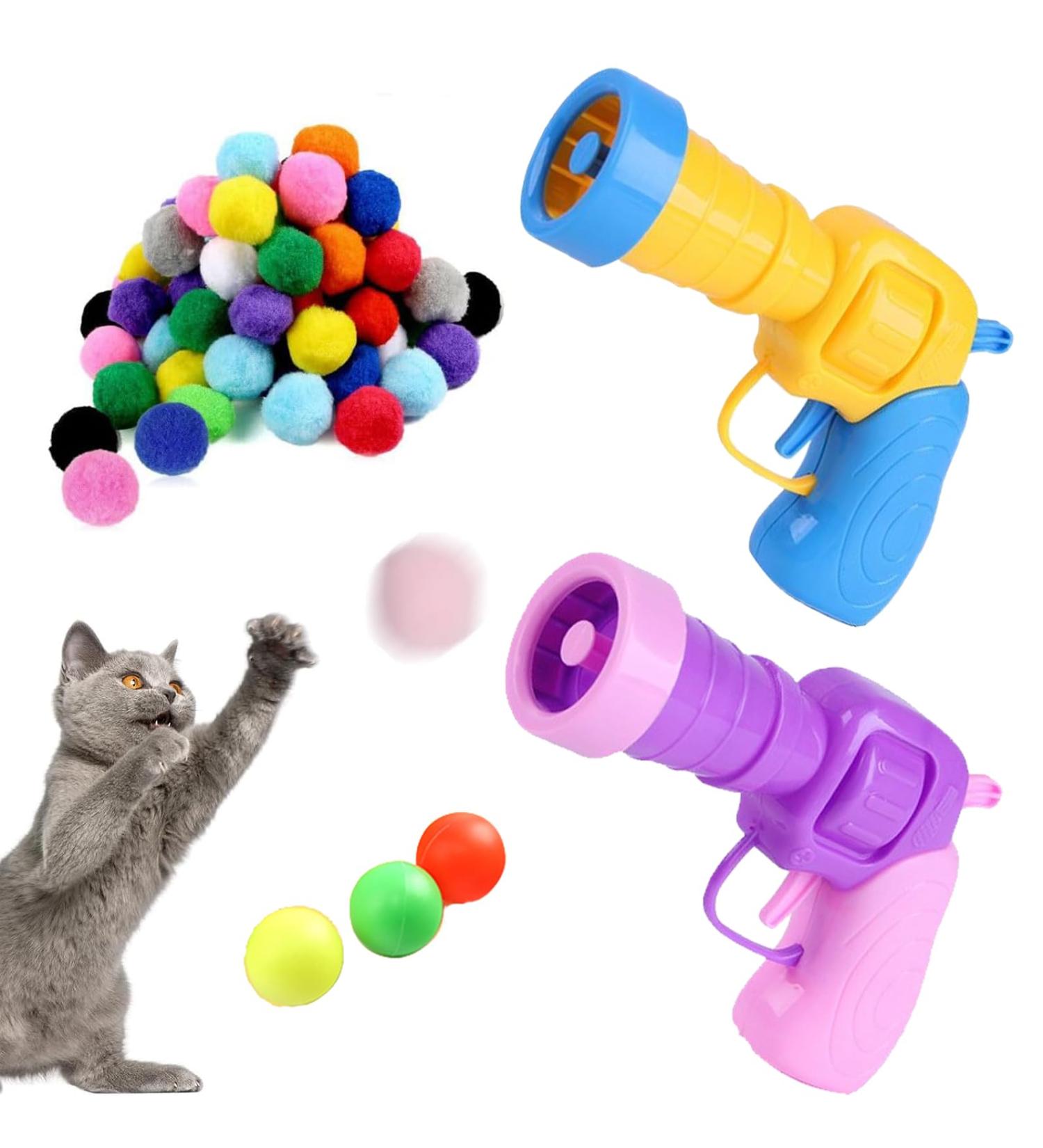 LPMXYW 35pcs Cat Ball Gun Interactive Toy Plush Ball Shooting Gun for Cats Cat Toy Launcher Launcher Cat Colorful Plush Toy Balls for Funny Cat Toys Indoor Kitten for Training Playing Pet Supplies - Buy Online on SooperMarket.com