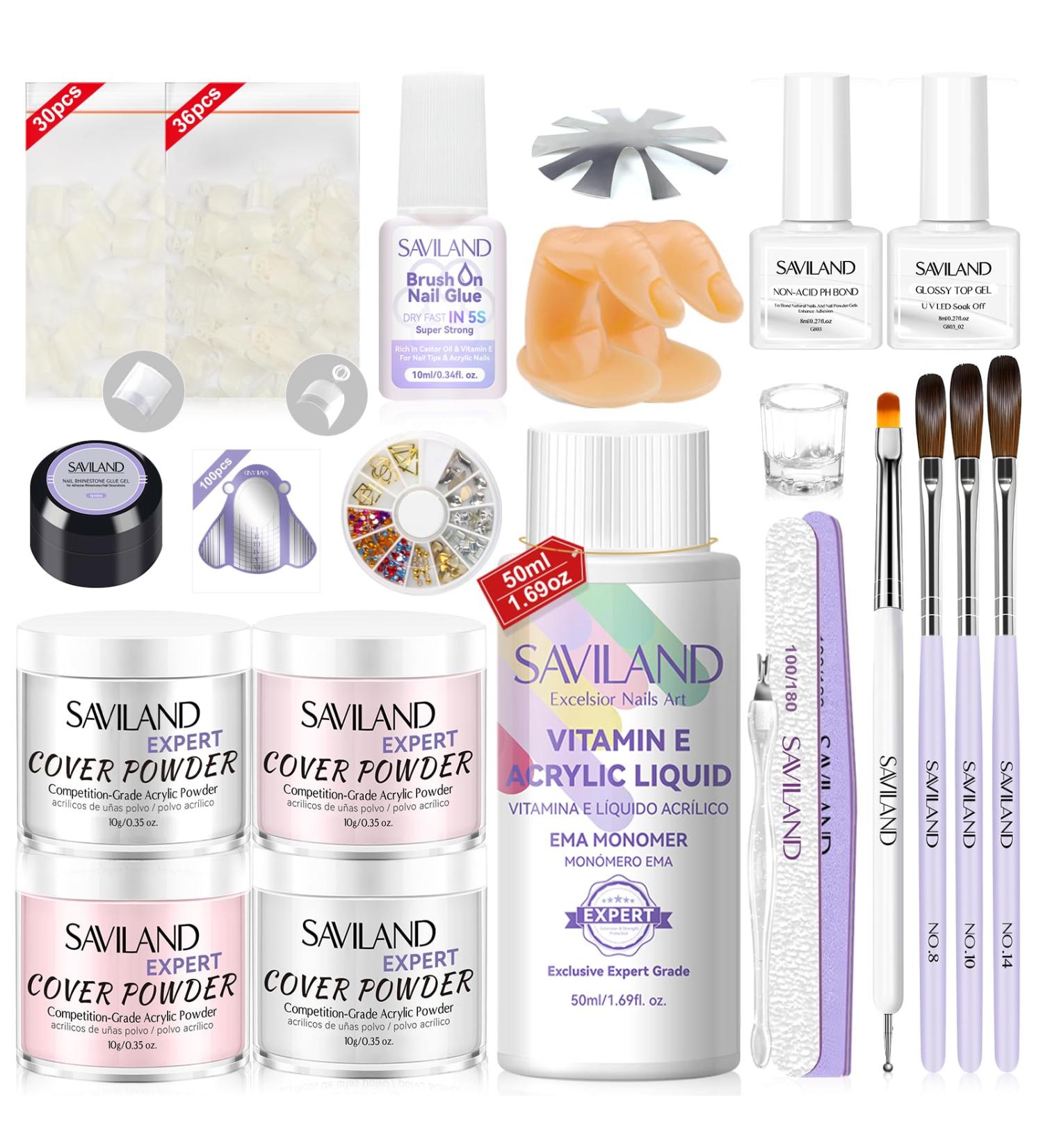 SAVILAND French Acrylic Nail Kit - Easy DIY Beginner Set with Acrylic Powder Liquid Nail Tips & Tools for Perfect French Manicure - Buy Online on SooperMarket.com