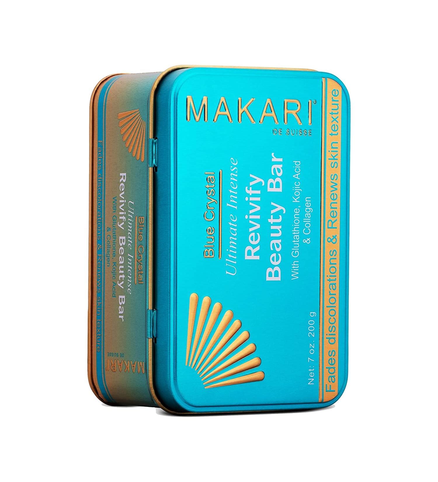 Makari Ultimate Intense Blue Crystal Revivify Beauty Bar Soap 7 oz | Brightening Exfoliating Soap with Glutathione, Kojic Acid, and Collagen - Buy Online on SooperMarket.com