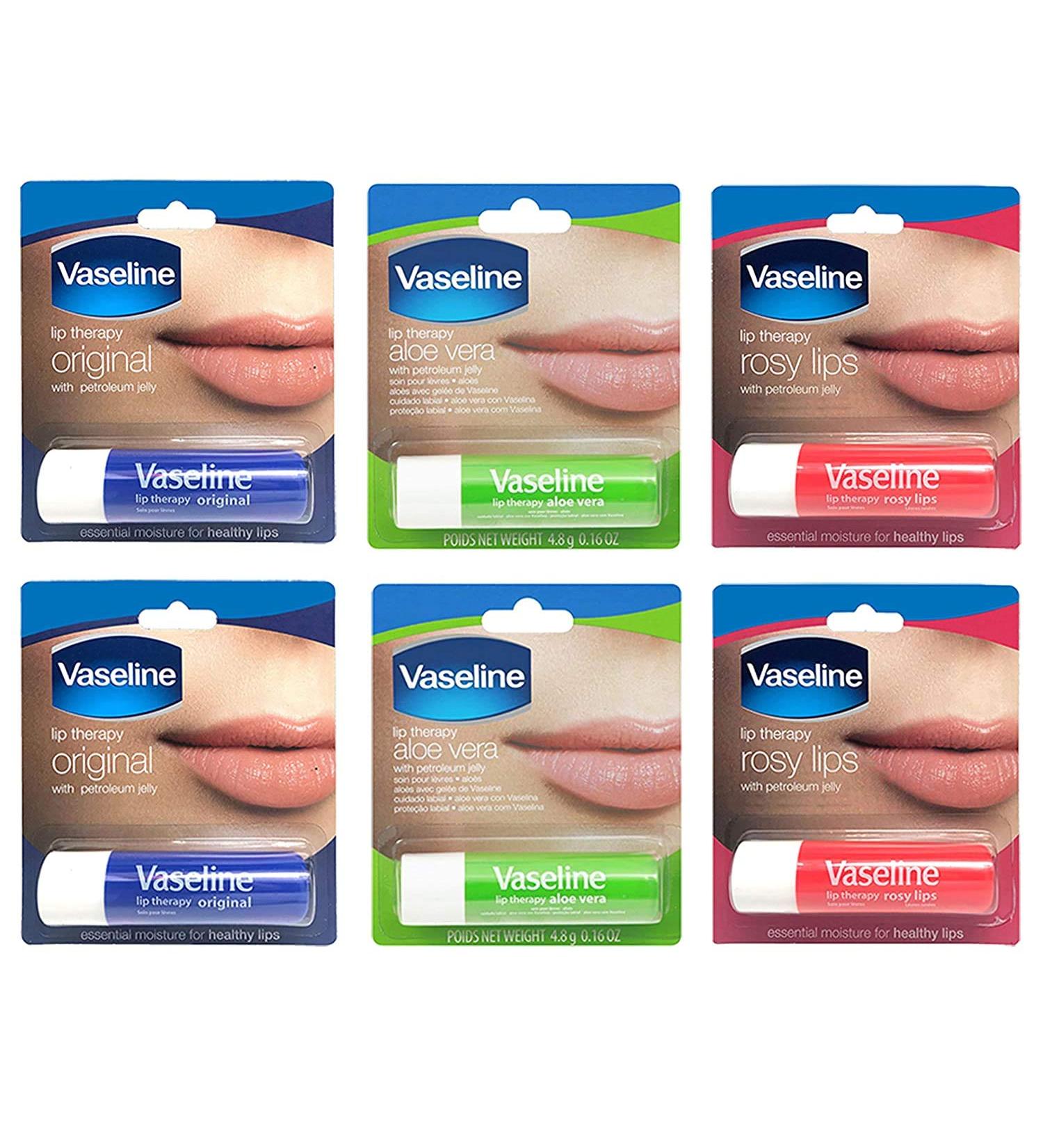 Vaseline Lip Therapy Stick Gift Set - Original, Rosy Lips, Aloe (6 Count) - Buy Online on SooperMarket.com