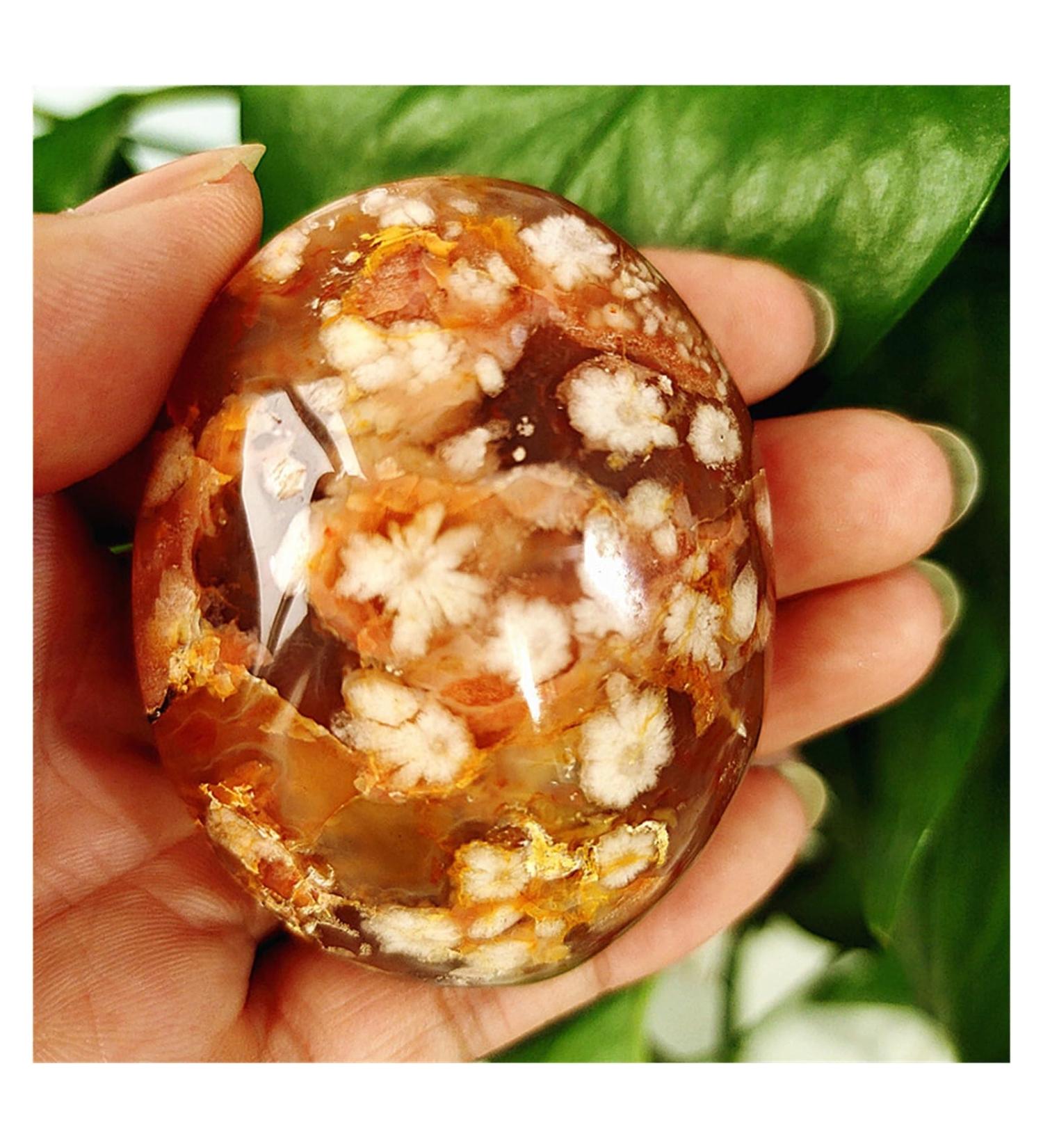 Natural Crystal Rough Crystals Natural Stone Cherry Blossom Agate Crystal Palm Ornaments Home Room Decor Spiritual Reiki Crystals (Color : 100-110g) - Buy Online on SooperMarket.com