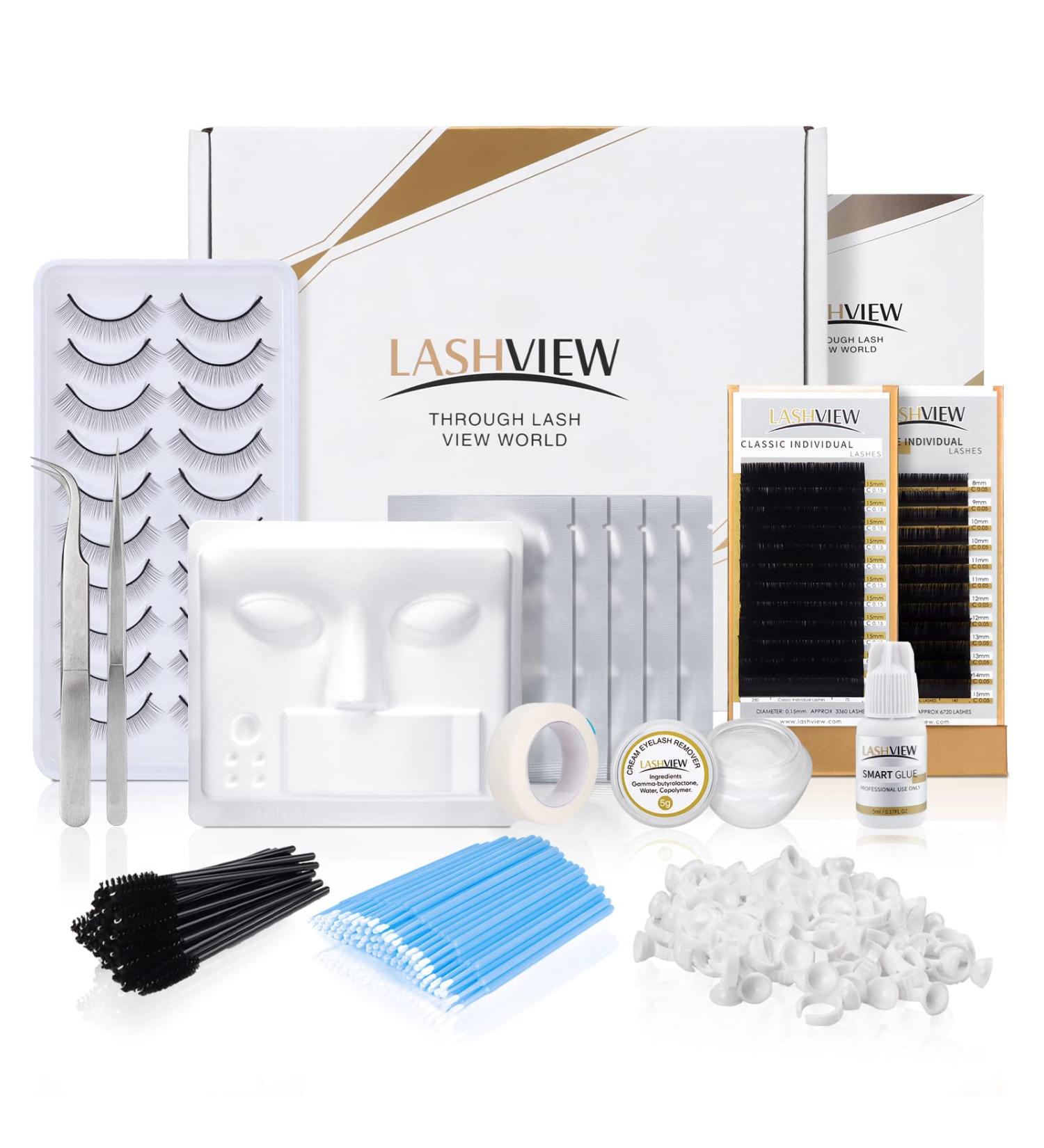 LASHVIEW Eyelash Practice Kit for Beginners - Includes Individual Lashes, Glue, Tweezers, and Training Lashes - Buy Online on SooperMarket.com