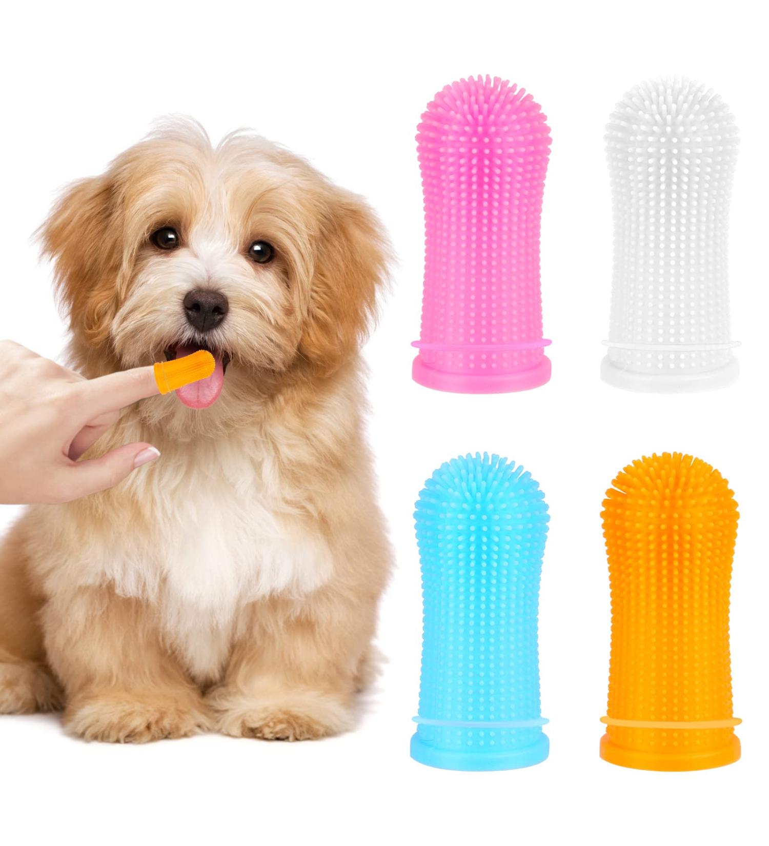 Pack of 4 Finger Toothbrushes for Dogs - Dental Care for Small Medium & Large Breeds - Buy Online on SooperMarket.com