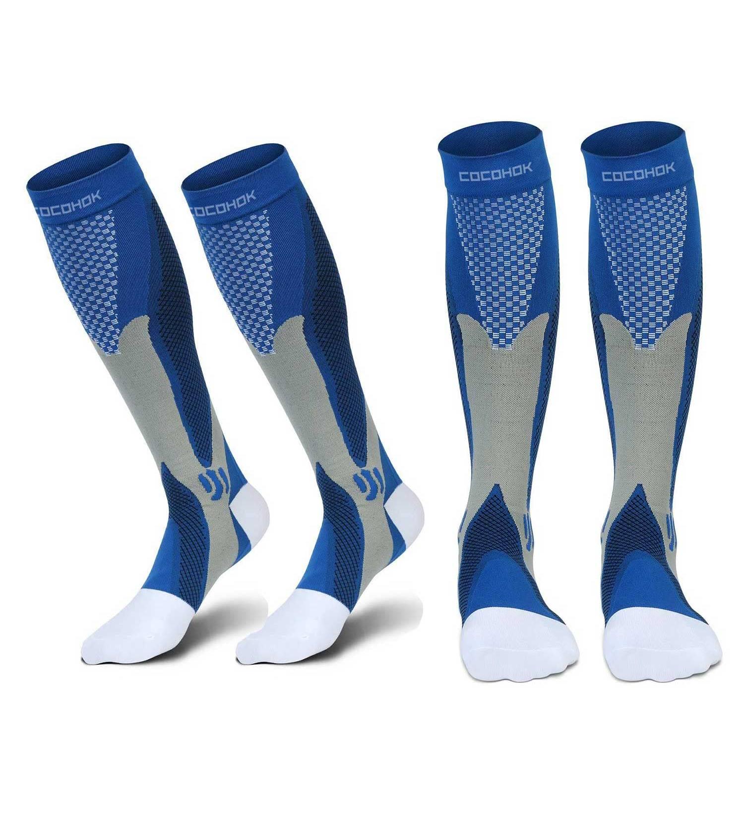 Cocohok Compression Stockings for Sports | Men & Women | Enhance Performance Endurance & Blood Circulation | 2 Pairs in Blue (38-42) - Buy Online on SooperMarket.com