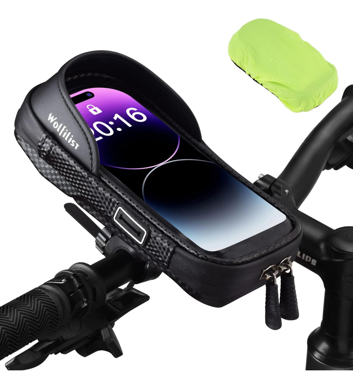 Wolfilist Waterproof Mobile Phone Holder for Bike | Universal 5.5-7 Inch Smartphone Steering Handlebar Pocket Bag - Buy Online on SooperMarket.com