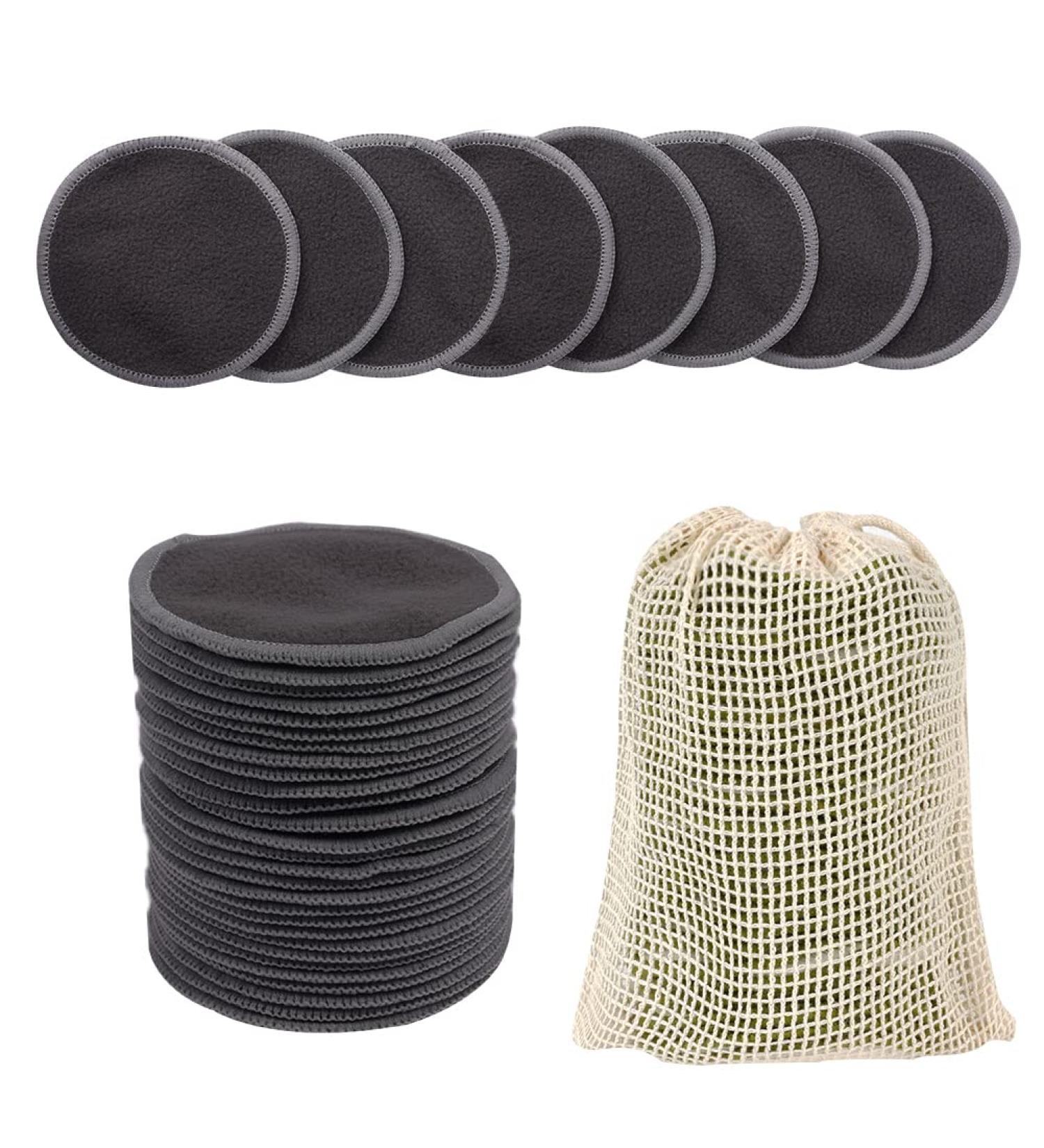 LOPHE Reusable Makeup Remover Pads 24 Pcs - Eco-Friendly Bamboo Charcoal Pads with Laundry Bag - Face Cleaning Puff for All Skin Types - Gift for Women - Buy Online on SooperMarket.com