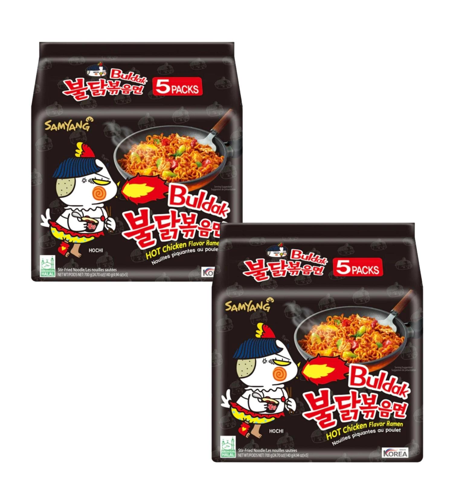 Samyang Buldak Ramen Korean Hot Spicy Chicken Stir-Fried Ramyun Noodles 140g Vmart (Pack of 10) - Buy Online on SooperMarket.com