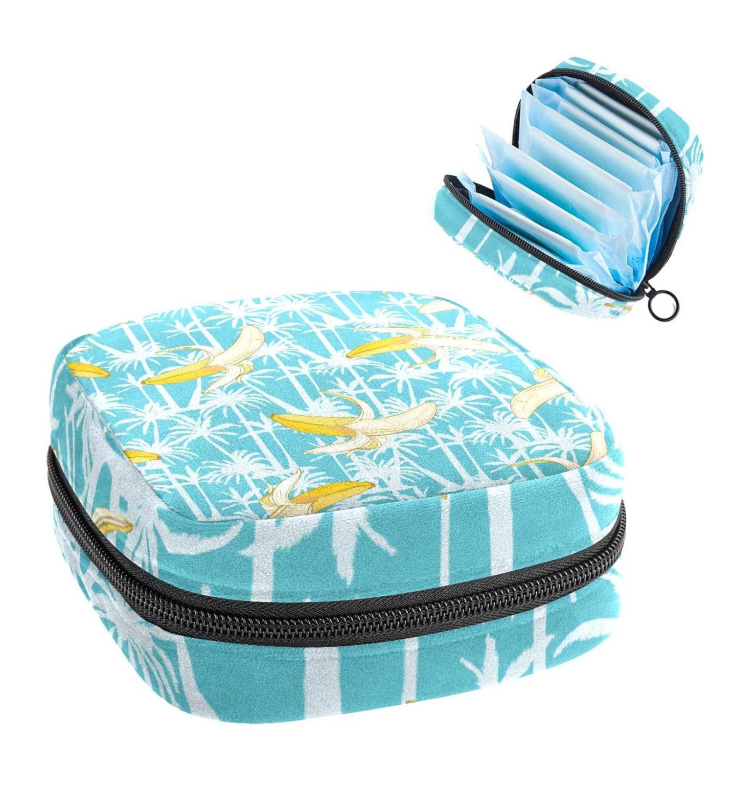 Yellow Banana Coconut Tree Sanitary Napkin Storage Bag - Period Pouch for Women and Teen Girls - Multi-colored 9 - Buy Online on SooperMarket.com