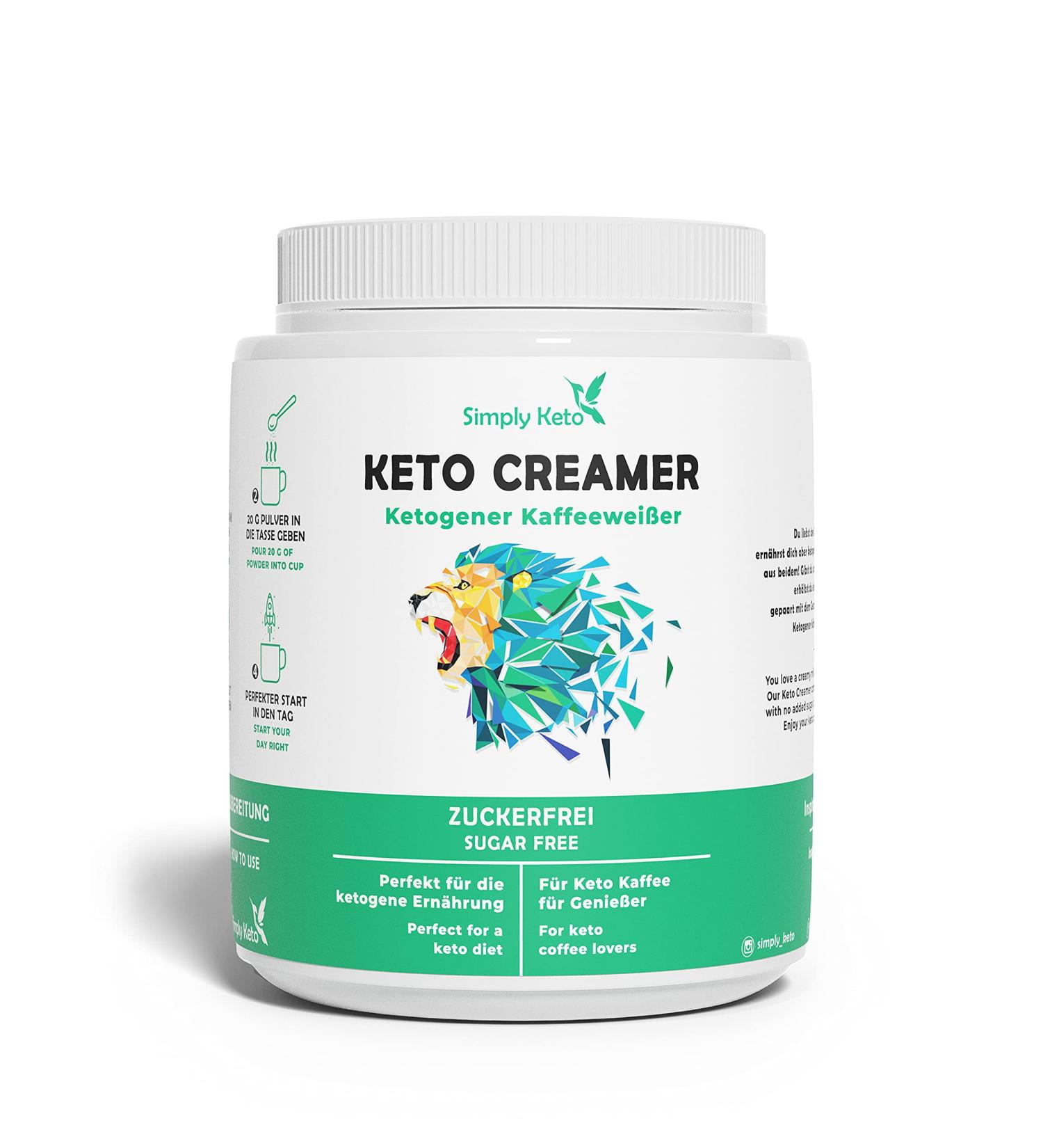 Simply Keto Creamer 450g - Sugar-Free Ketogenic Coffee Enhancer with Coconut Oil & Pasture Butter - Delicious Milk Coffee Low-Carb & High Taste - Buy Online on SooperMarket.com