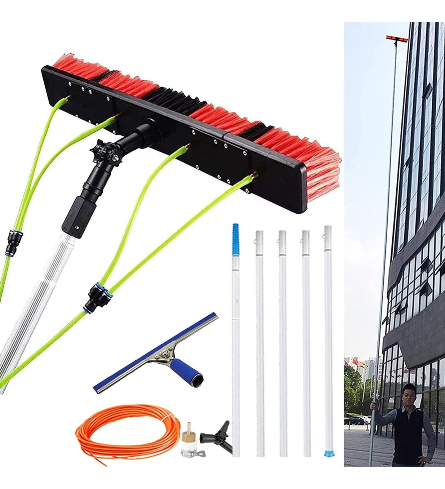 5m-12m Window Cleaning Pole Outdoor Water Fed Telescopic 2 in 1 Brush Squeegee Attachment Professional Extendable Cleaner Conservatory Roof Gutters(50cm Brush 8m pole) 55cm Brush Head 8M/27FT - Buy Online on SooperMarket.com