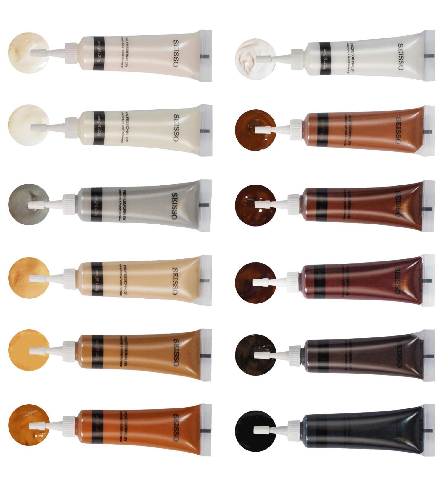 SEISSO Wood Repair Kit - 12 Colors for Furniture, Floors, Cabinets & More - Buy Online on SooperMarket.com