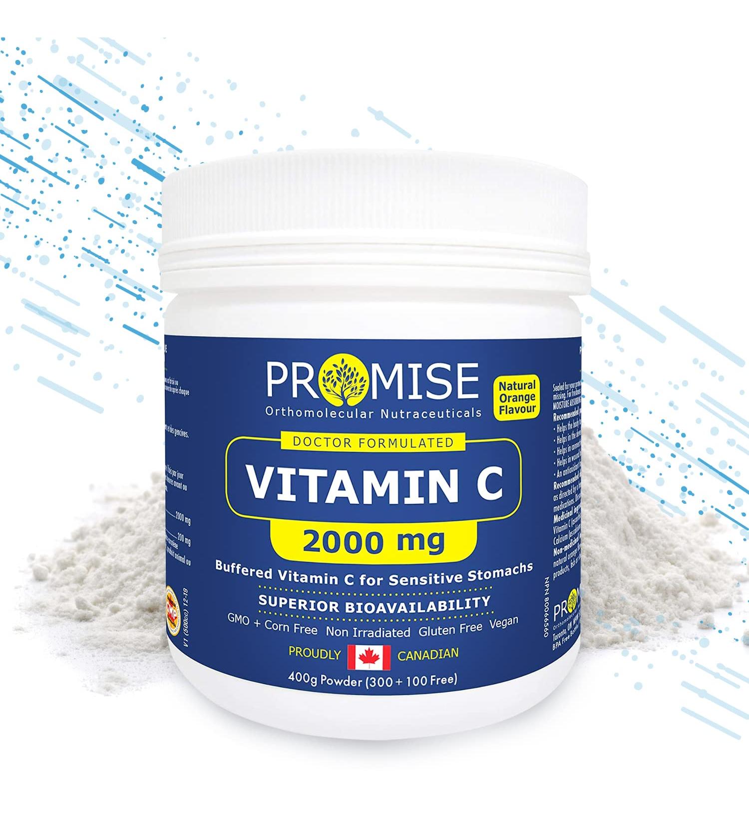Promise Buffered Vitamin C Powder Orange Flavor-2000mg 400g 80 Day Supply Easy On The Stomach Made in Canada - Buy Online on SooperMarket.com