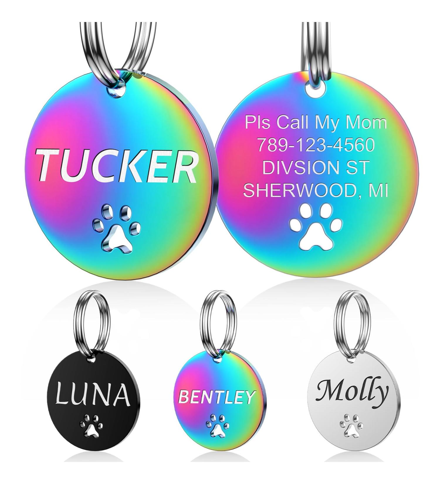 Personalized Yhananti Dog Tag - Engraved Stainless Steel Name Tag for Dogs Cats & Puppies | Custom Collars with Name Phone Number & Address - Buy Online on SooperMarket.com