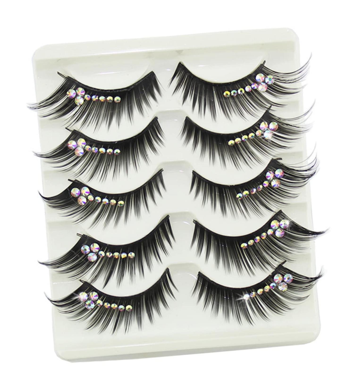 5 Pairs Diamond Rhinestone Color Eyelashes - Natural False Lashes for Women - Buy Online on SooperMarket.com