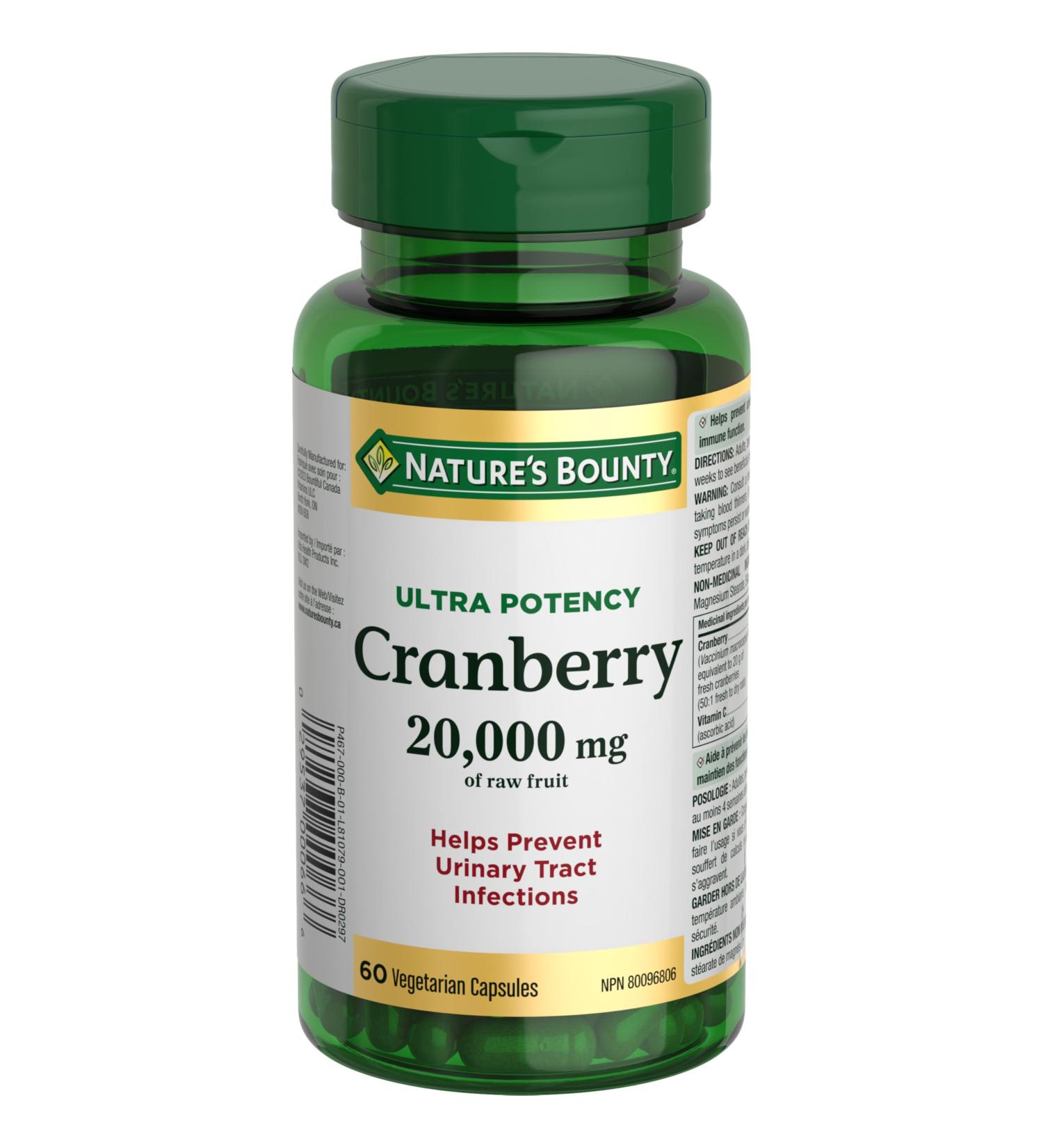 Nature's Bounty Cranberry Ultra Potency 20000mg 60 Vegetarian Capsules Ultra-Potency 60 count (Pack of 1) - Buy Online on SooperMarket.com