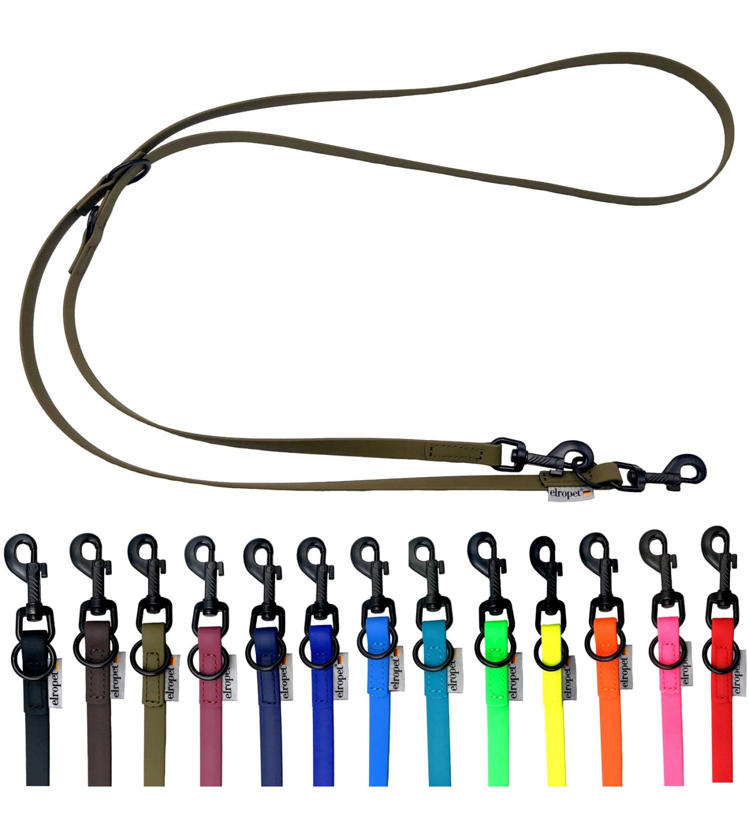 Adjustable Biothane Dog Leash - Black Hook | Olive Green 2m x 13mm | Small & Large Dogs | International Shipping - Buy Online on SooperMarket.com