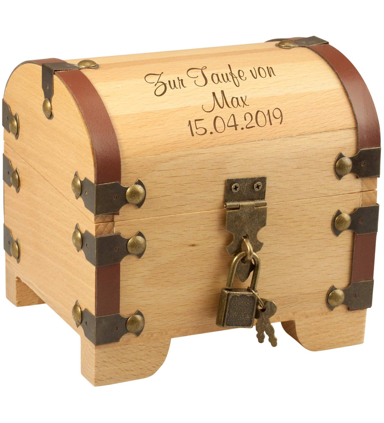 Personalized Treasure Chest Baptism Gift | Engraved Money Packaging for Boys & Girls | Unique Custom Baptism Keepsake - Buy Online on SooperMarket.com