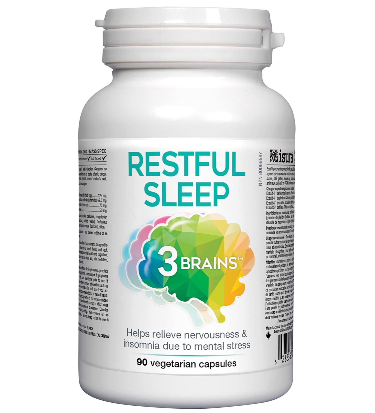 Three brains - Restful Sleep 90 veg capsules - Buy Online on SooperMarket.com