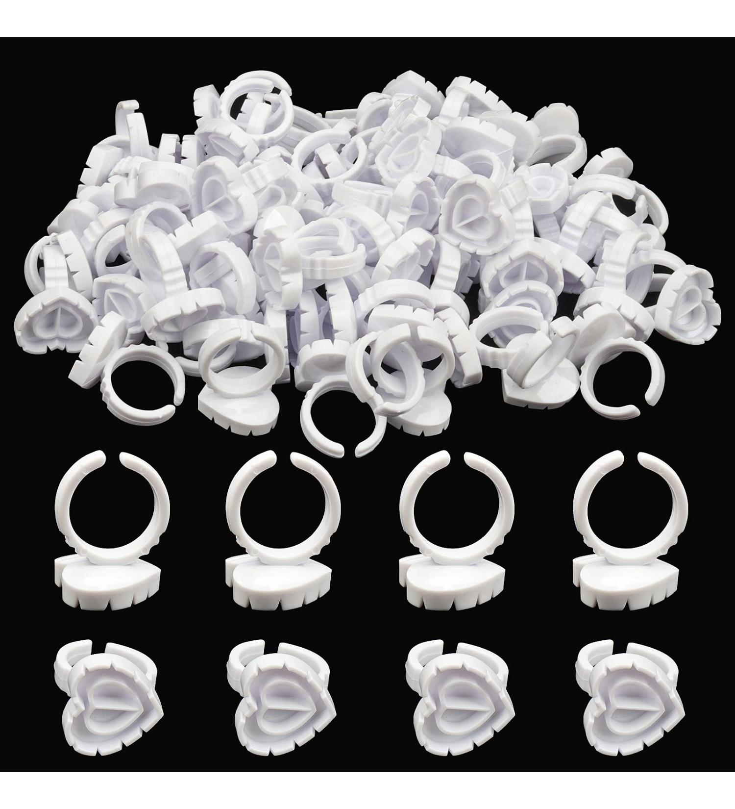 200 PCS Disposable Heart Shape Glue Ring Holders for Eyelash Extension and Nail Art - White - Buy Online on SooperMarket.com