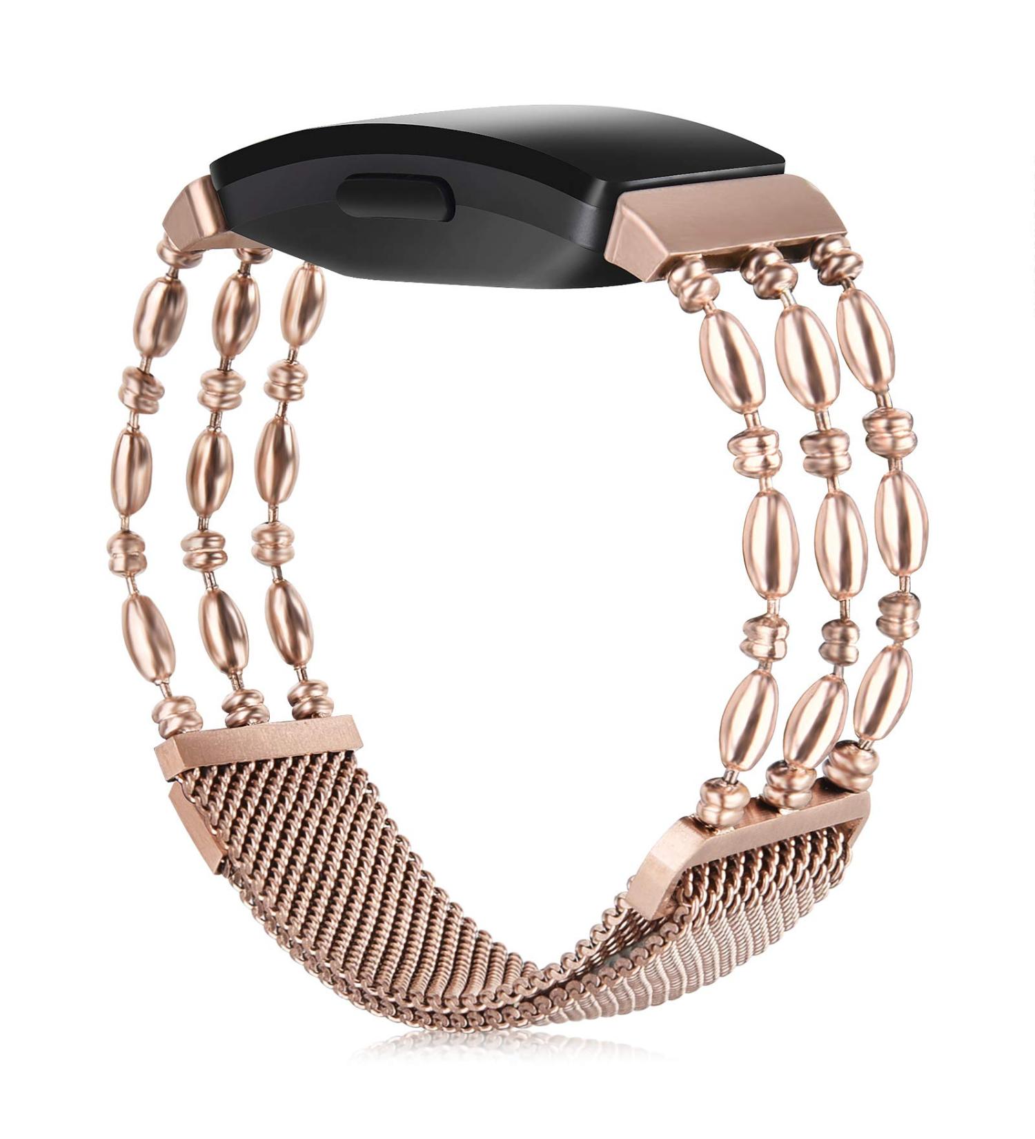 KOREDA Stainless Steel Metal Chain Bangle for Fitbit Inspire HR - Rose Gold - Buy Online on SooperMarket.com