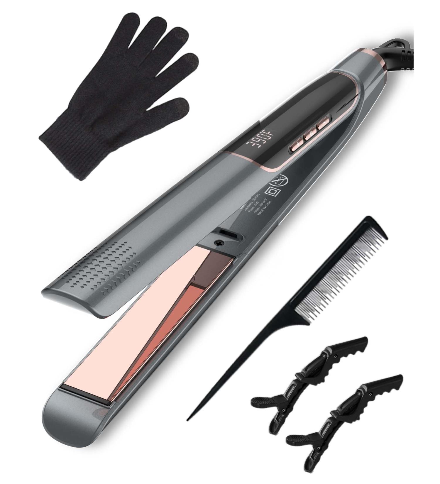 Buy ANWA Titanium 1 Inch Flat Iron Hair Straightener - 2 in 1 Curler 3D Floating Plates Professional Ionic Design Double Voltage - International Shipping Available - Buy Online on SooperMarket.com