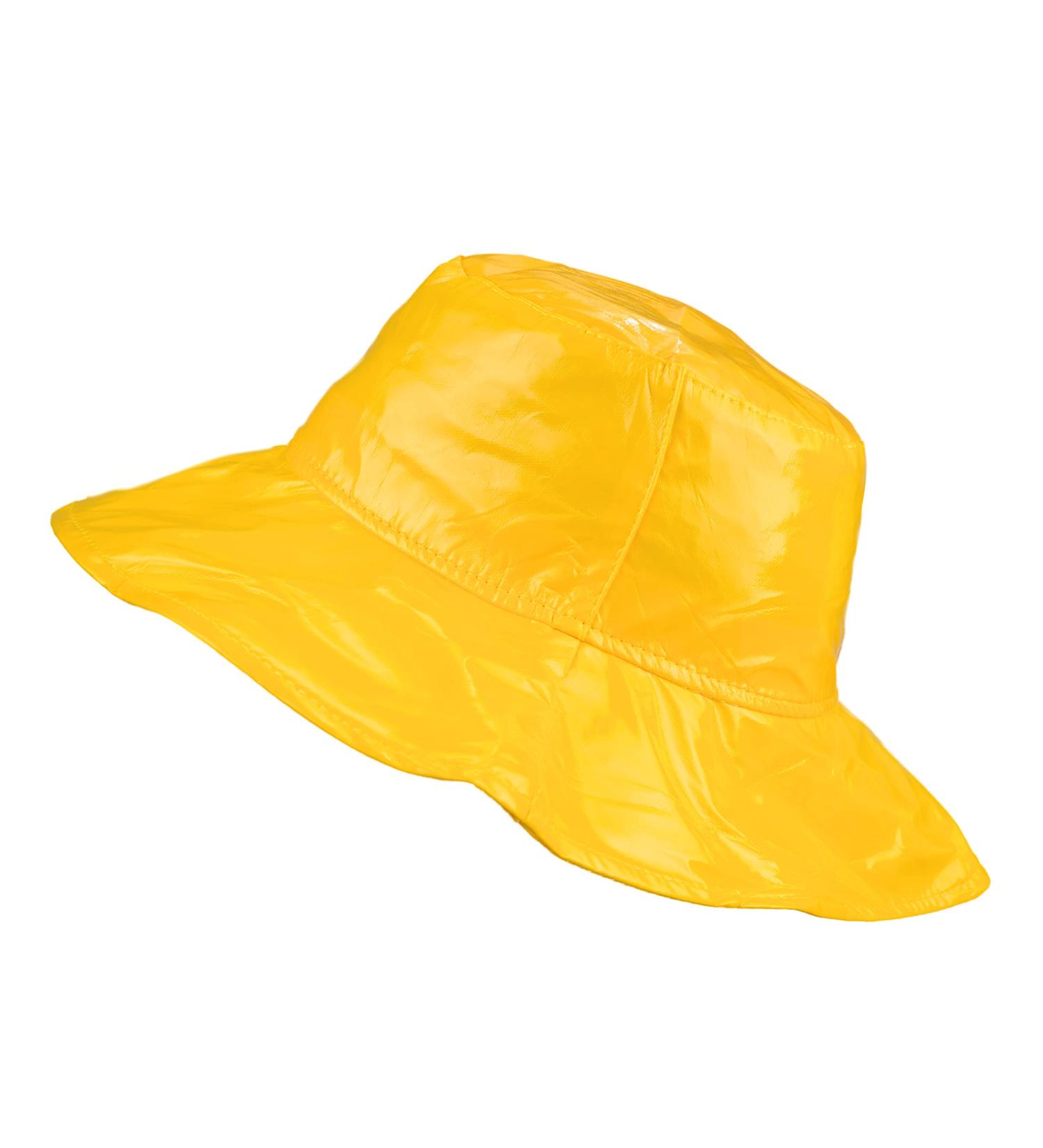 Yellow Wide-Brimmed Vinyl Rain Hat - Toutacoo 02 | Waterproof Headwear - Buy Online on SooperMarket.com