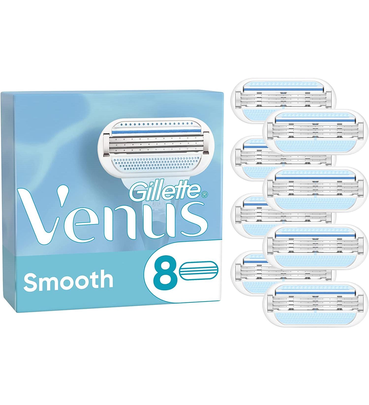 Gillette Venus Smooth Razor Blades for Women - 8 Replacement Blades (3-Blade) - Premium Quality Shaving - Buy Online on SooperMarket.com