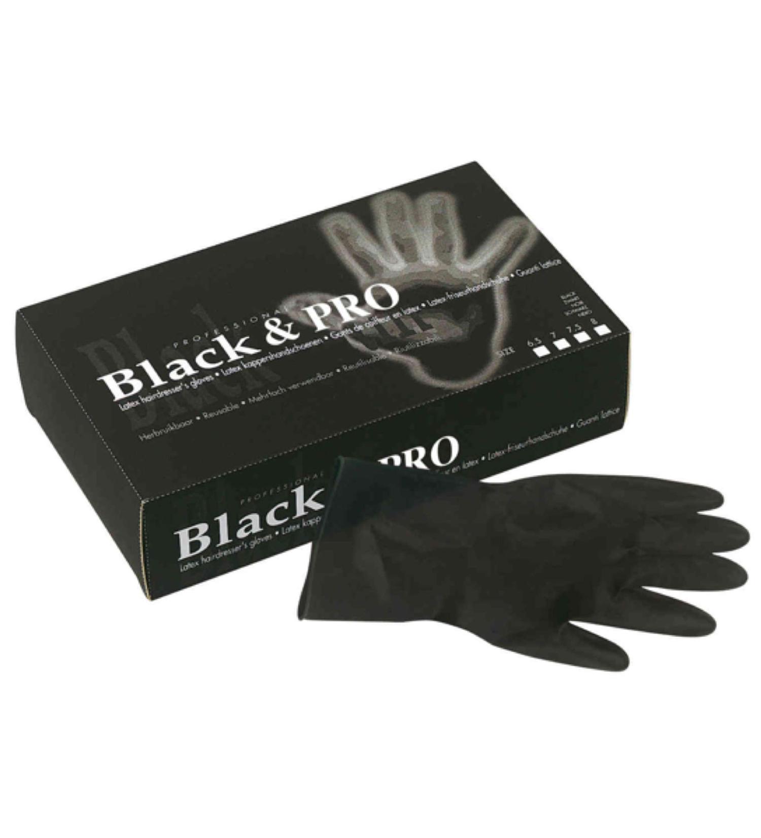 Sibel Black & Pro Latex Gloves Size M Black Pack of 20