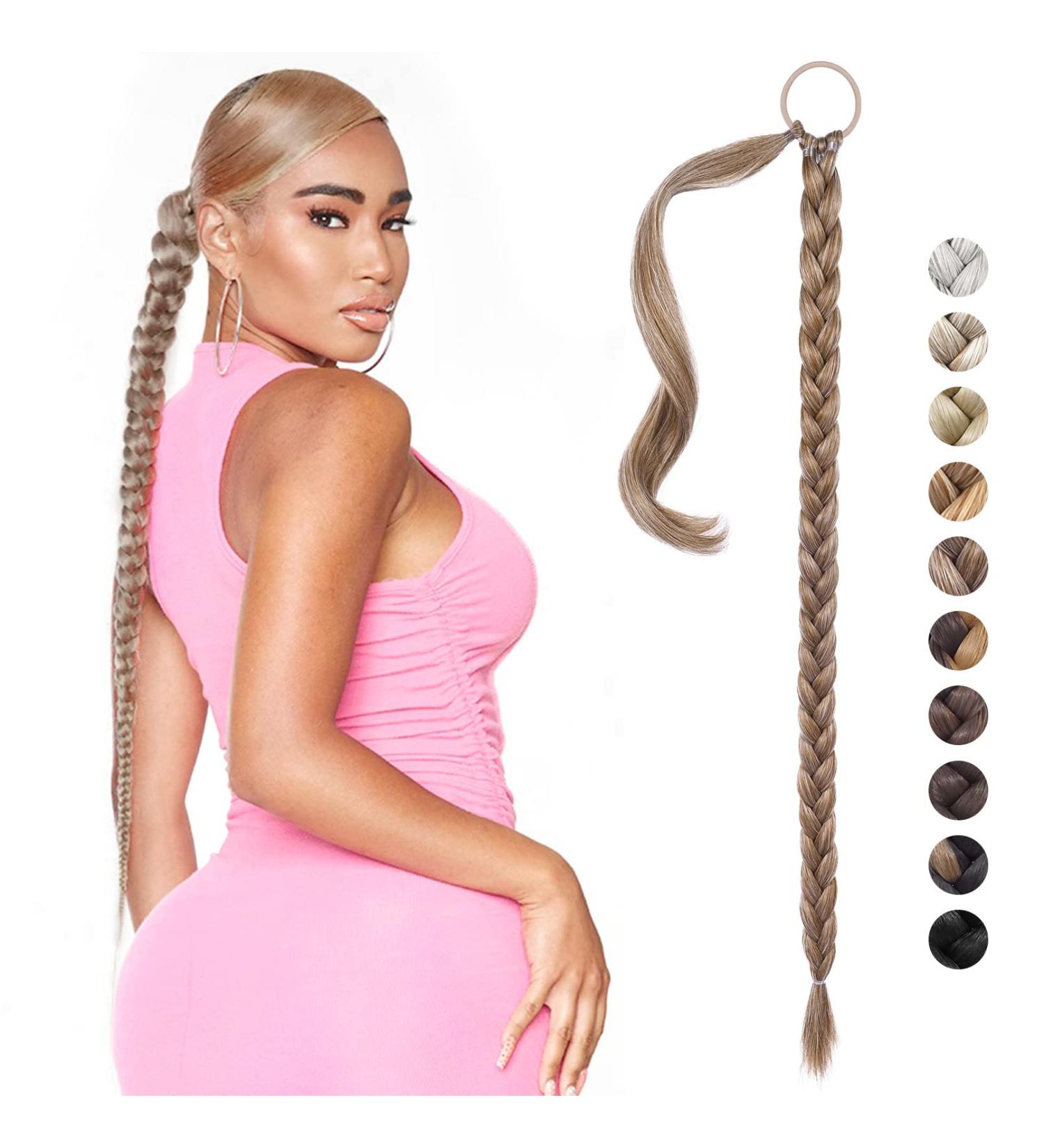 REECHO DIY Braid Ponytail Extension | Long Straight Wrap Around Ponytail Hair Extension - Dark Blonde | 34 Inch 180g | Synthetic Hair for Women - Buy Online on SooperMarket.com