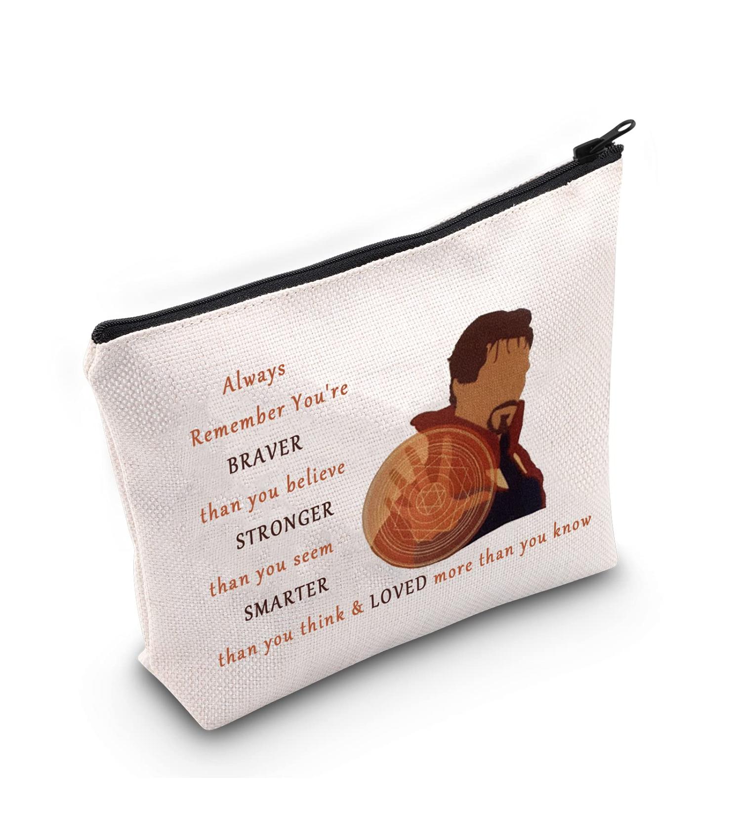 Levlo Dr Strange Cosmetic Bag - Eye of Agamotto Gift for Fans | Zipper Makeup Bag for Women & Girls - Braver Stronger Smarter! - Buy Online on SooperMarket.com